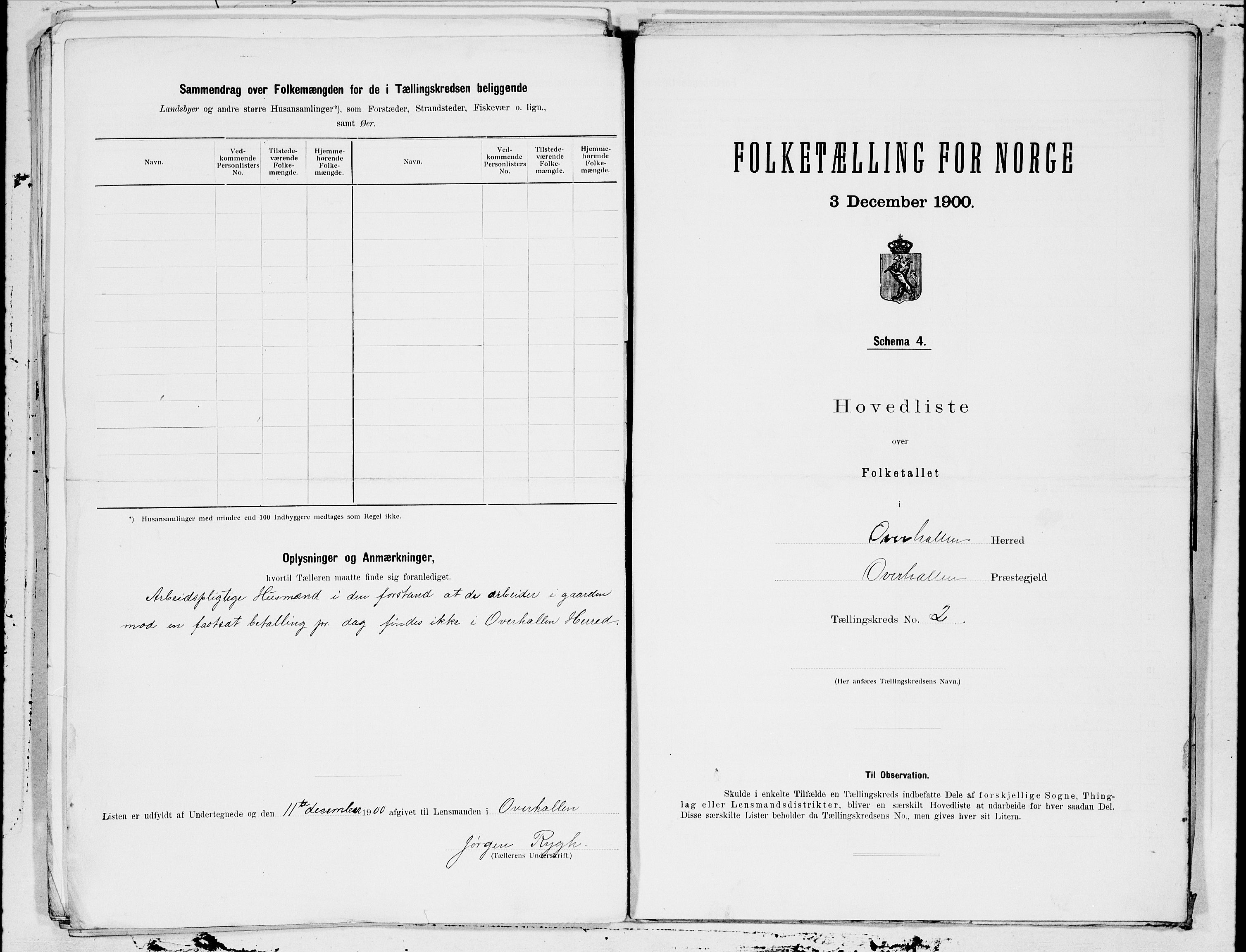 SAT, 1900 census for Overhalla, 1900, p. 4