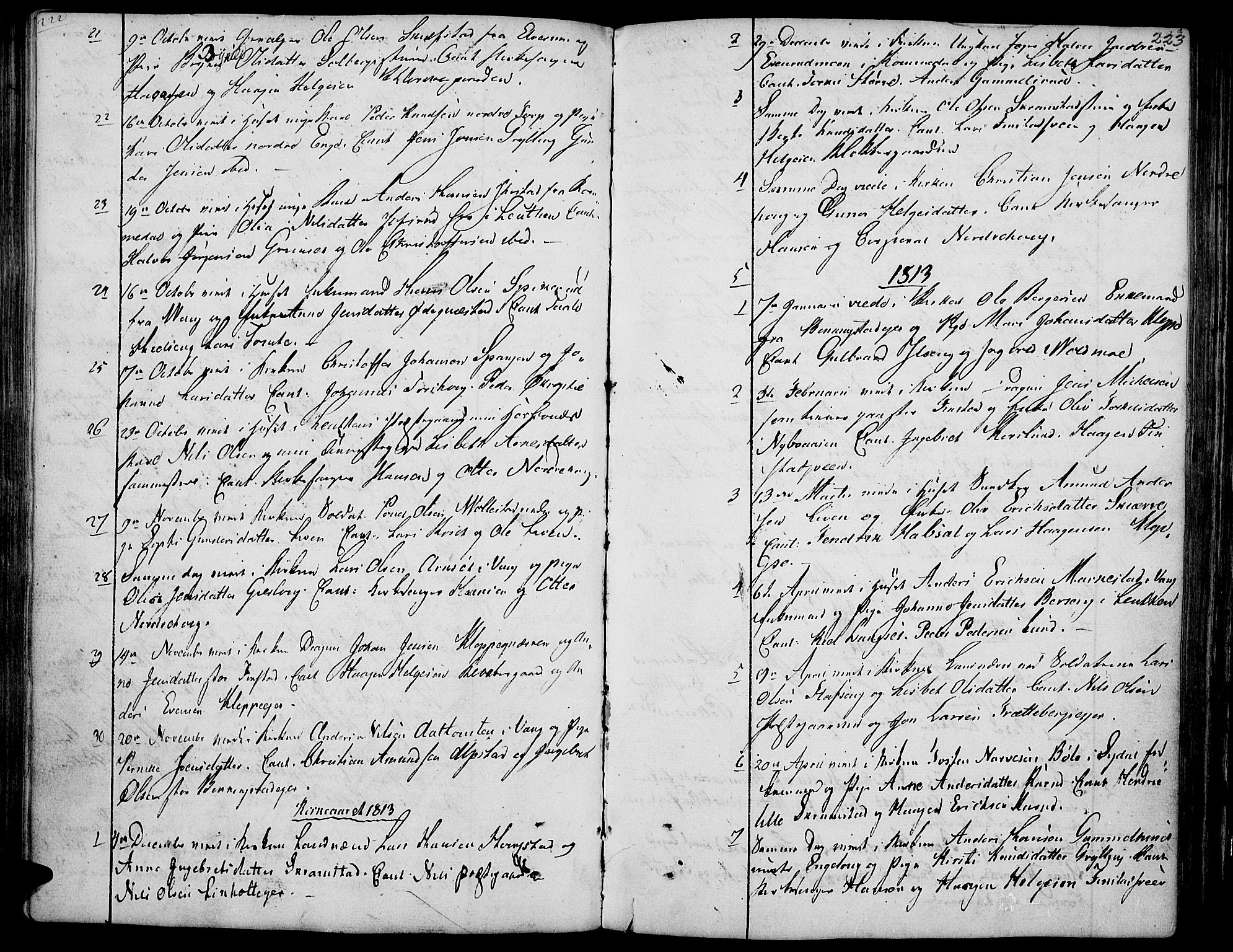 Løten prestekontor, SAH/PREST-022/K/Ka/L0004: Parish register (official) no. 4, 1801-1814, p. 222-223