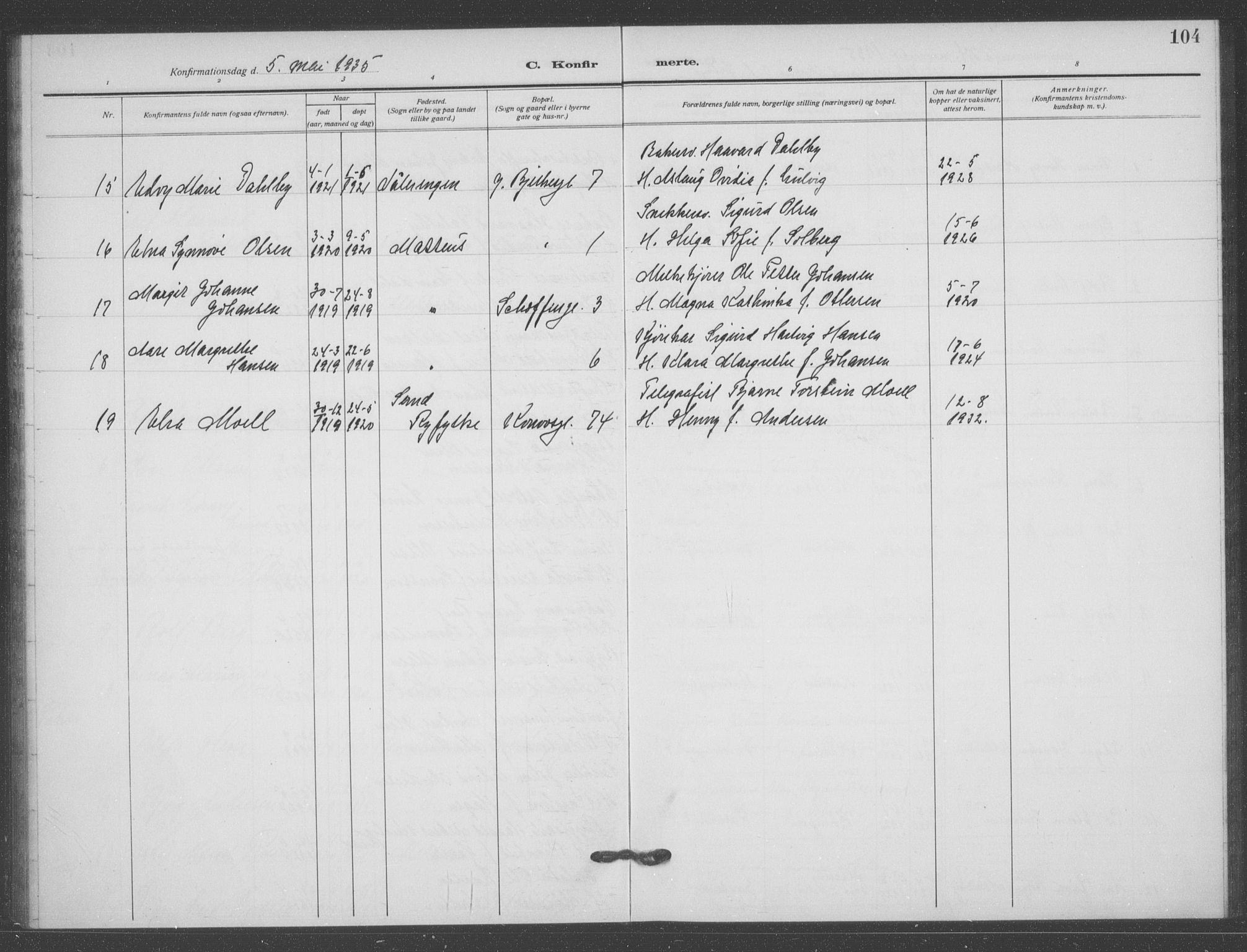 Matteus prestekontor Kirkebøker, AV/SAO-A-10870/F/Fa/L0002: Parish register (official) no. 2, 1917-1938, p. 104