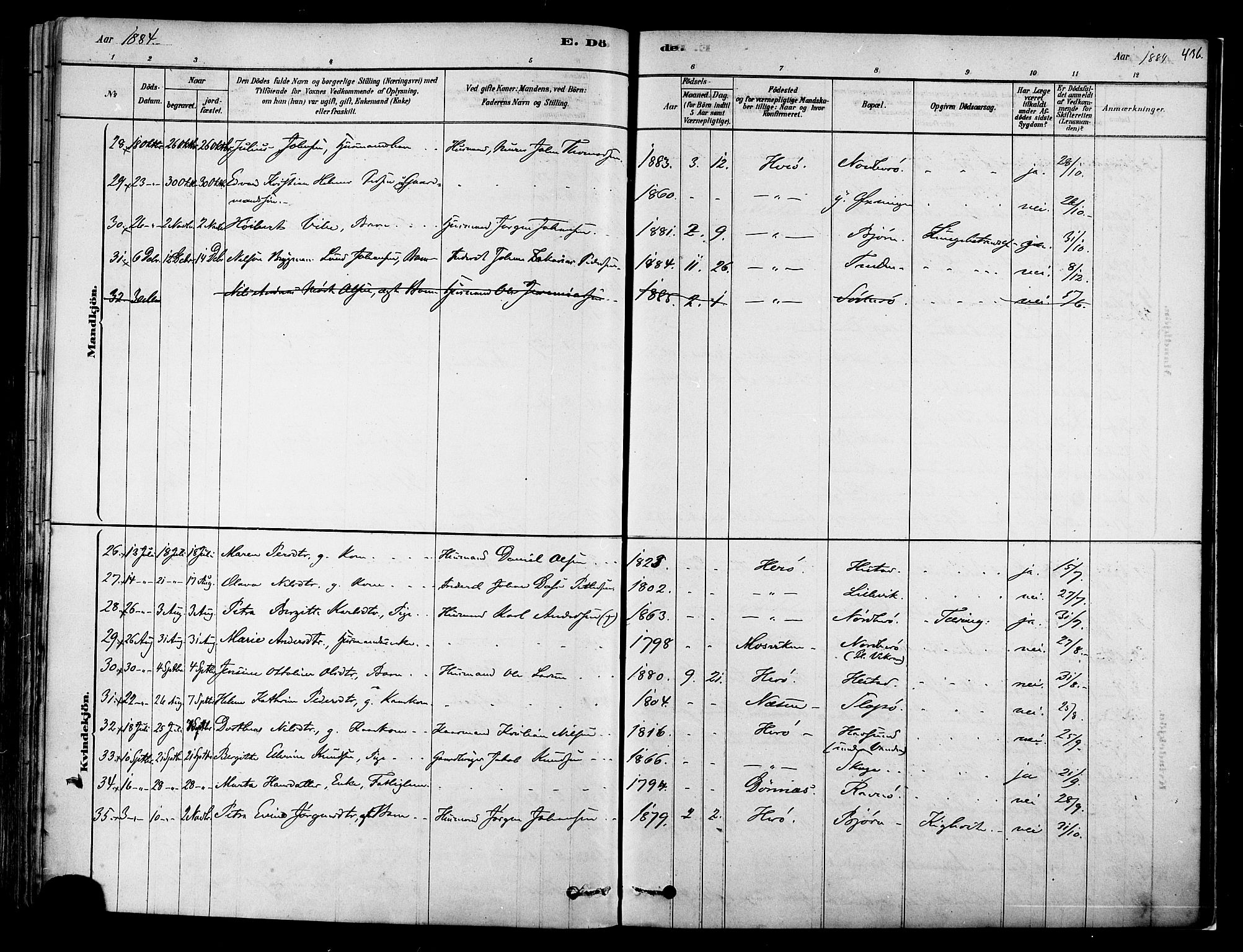 Ministerialprotokoller, klokkerbøker og fødselsregistre - Nordland, AV/SAT-A-1459/834/L0507: Parish register (official) no. 834A05, 1878-1892, p. 436