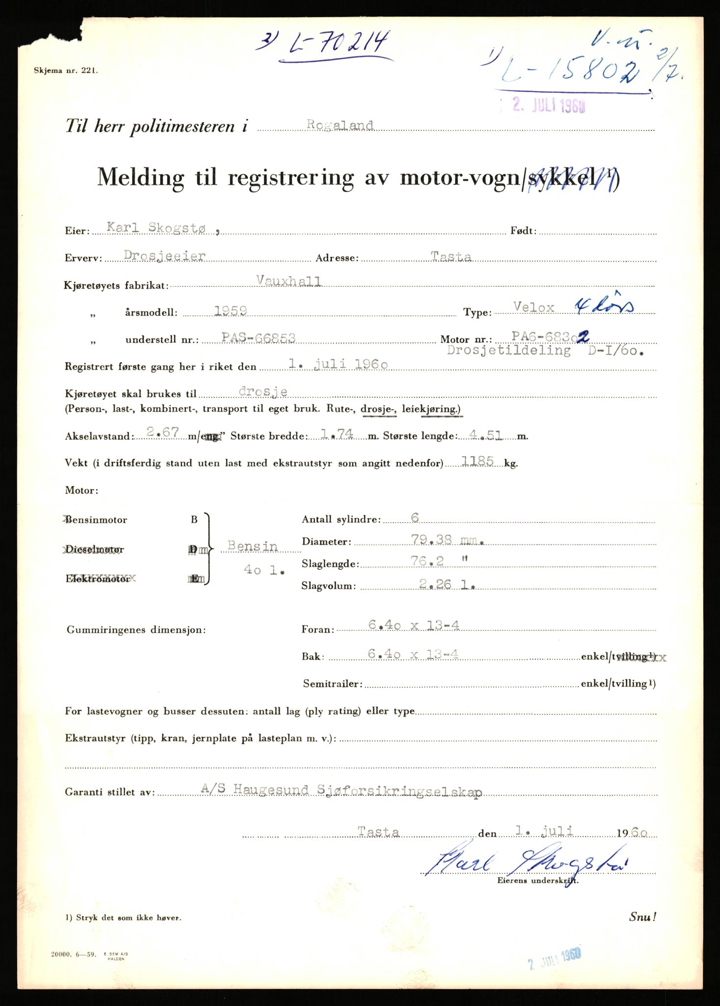 Stavanger trafikkstasjon, AV/SAST-A-101942/0/F/L0066: L-68000 - L-71599, 1930-1971, p. 1261