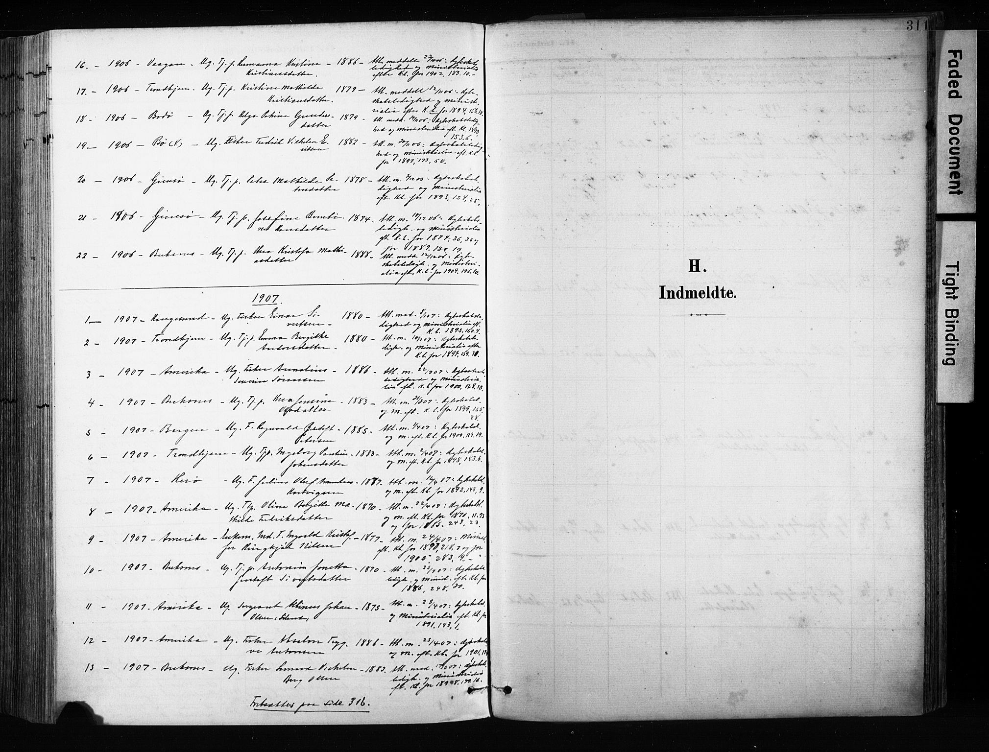 Ministerialprotokoller, klokkerbøker og fødselsregistre - Nordland, SAT/A-1459/880/L1134: Parish register (official) no. 880A08, 1899-1908, p. 311