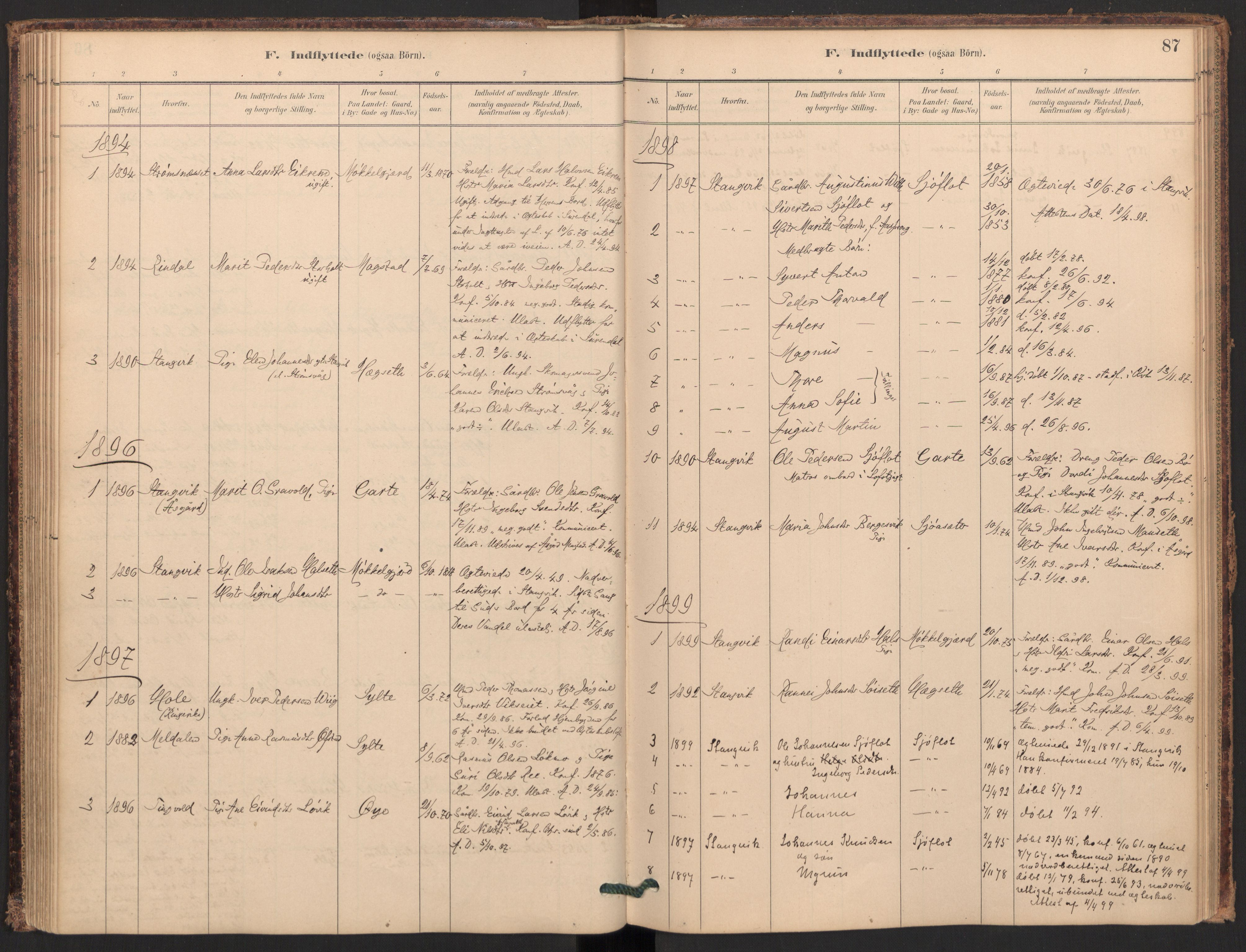Ministerialprotokoller, klokkerbøker og fødselsregistre - Møre og Romsdal, SAT/A-1454/595/L1047: Parish register (official) no. 595A09, 1885-1900, p. 87