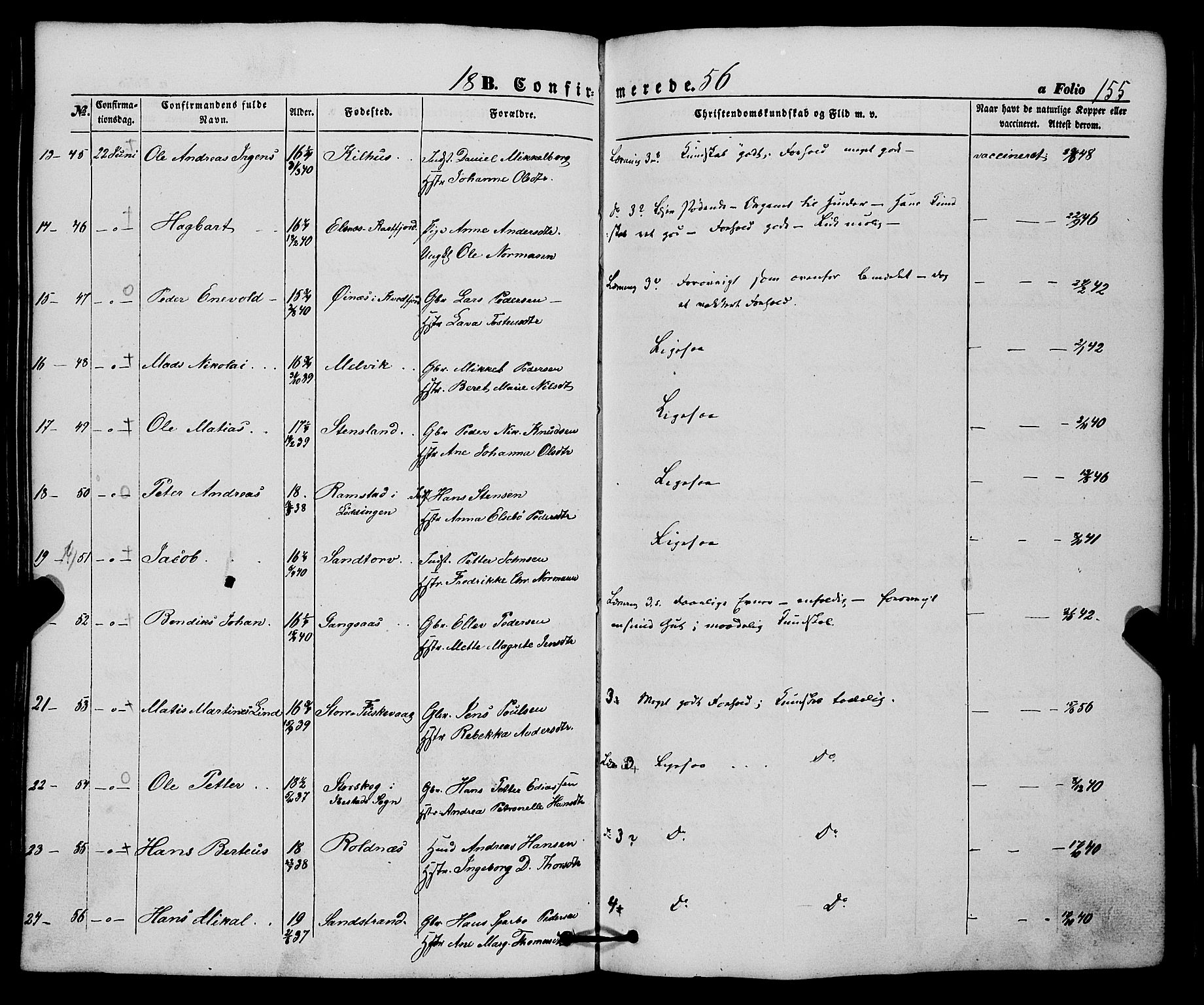 Trondenes sokneprestkontor, AV/SATØ-S-1319/H/Ha/L0011kirke: Parish register (official) no. 11, 1853-1862, p. 155