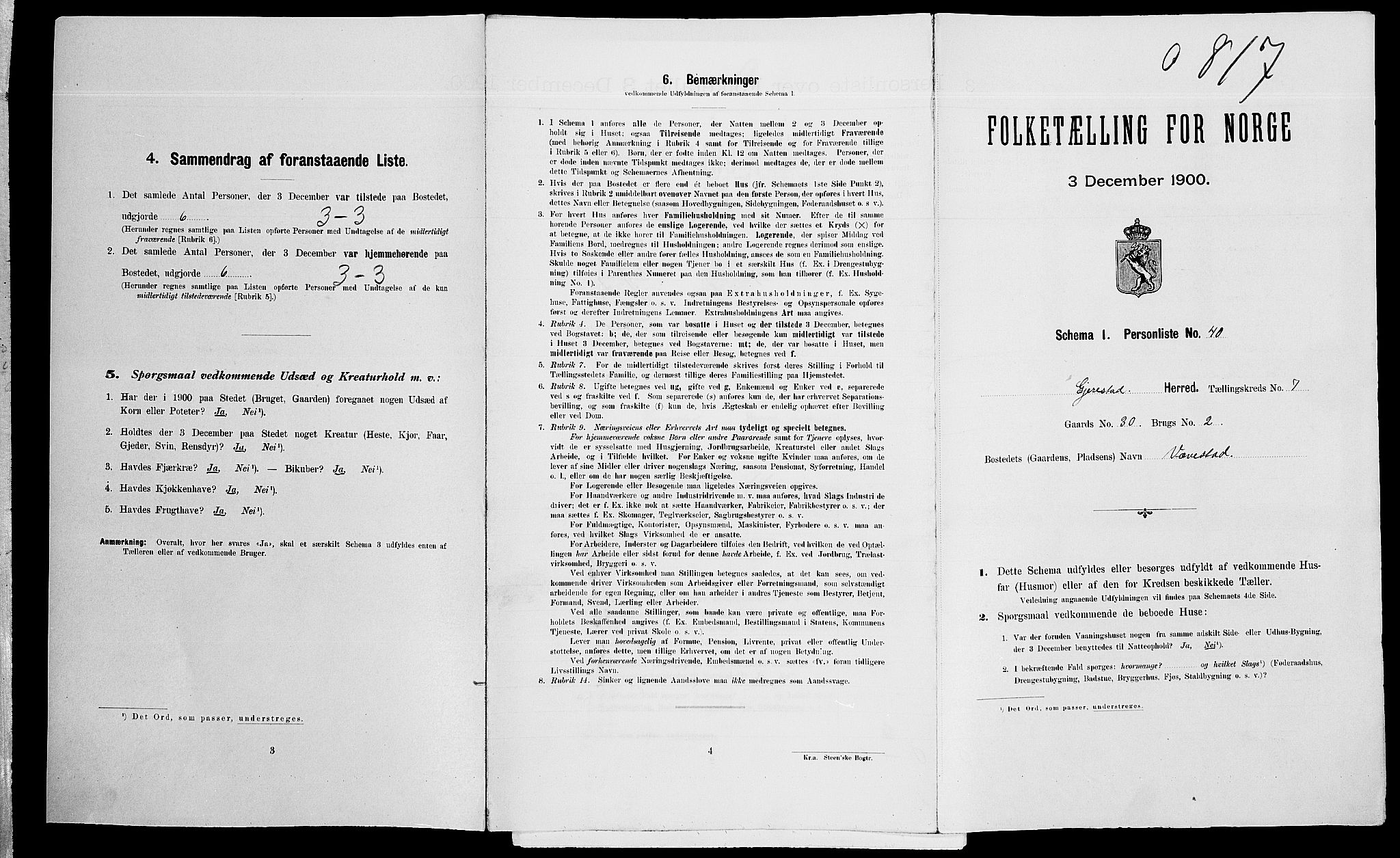 SAK, 1900 census for Gjerstad, 1900, p. 781