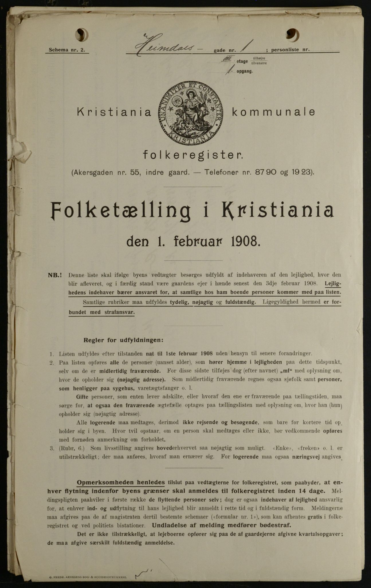 OBA, Municipal Census 1908 for Kristiania, 1908, p. 32906