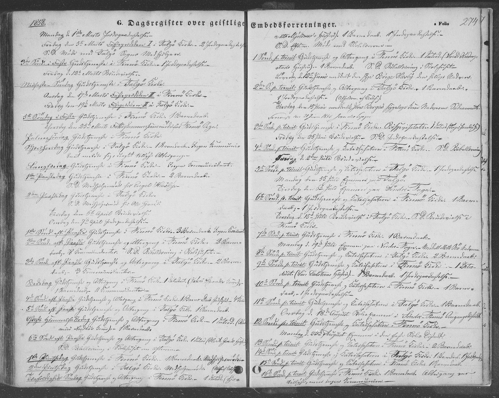 Finnøy sokneprestkontor, AV/SAST-A-101825/H/Ha/Haa/L0007: Parish register (official) no. A 7, 1847-1862, p. 274