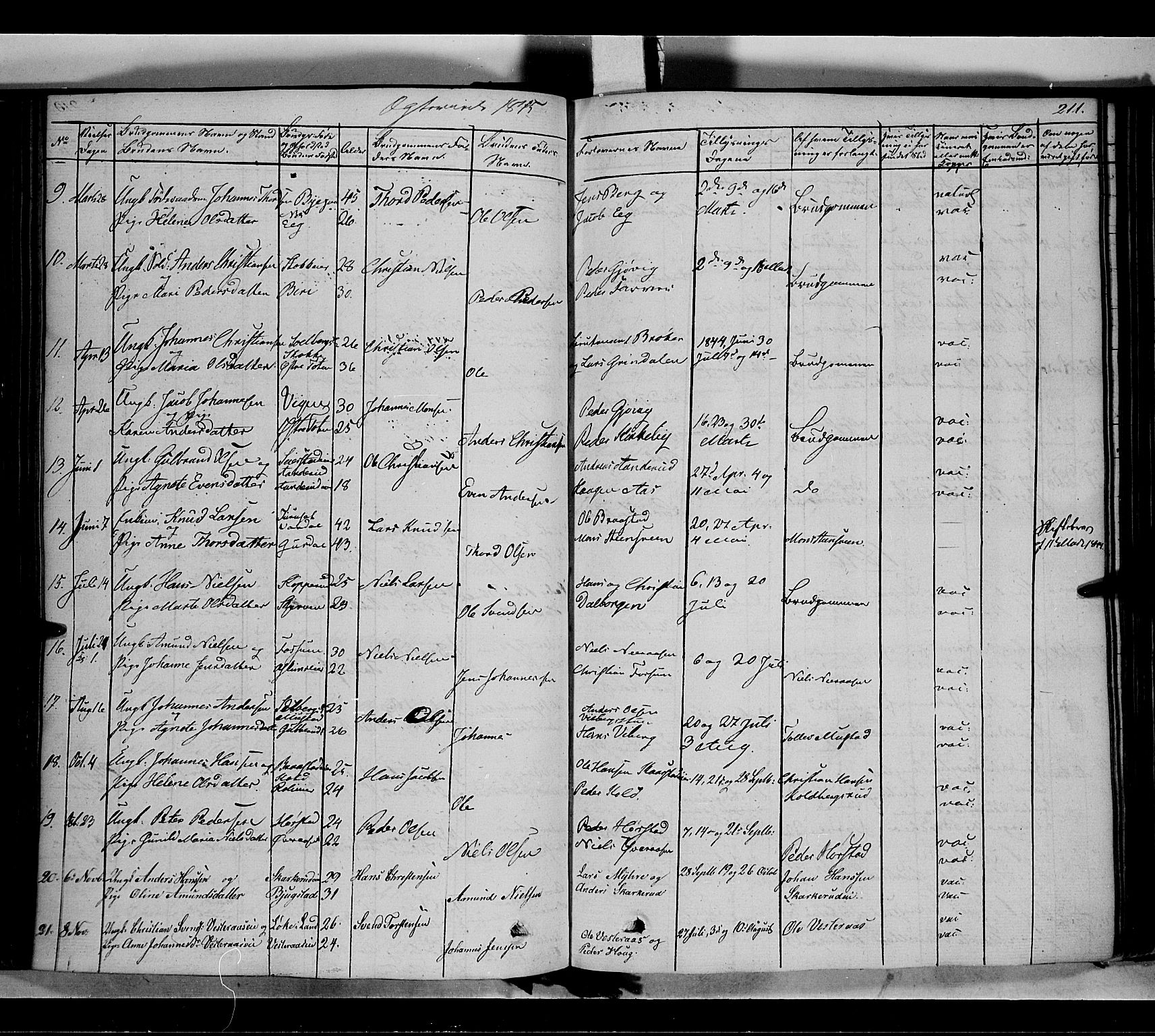 Vardal prestekontor, SAH/PREST-100/H/Ha/Haa/L0005: Parish register (official) no. 5, 1831-1853, p. 211