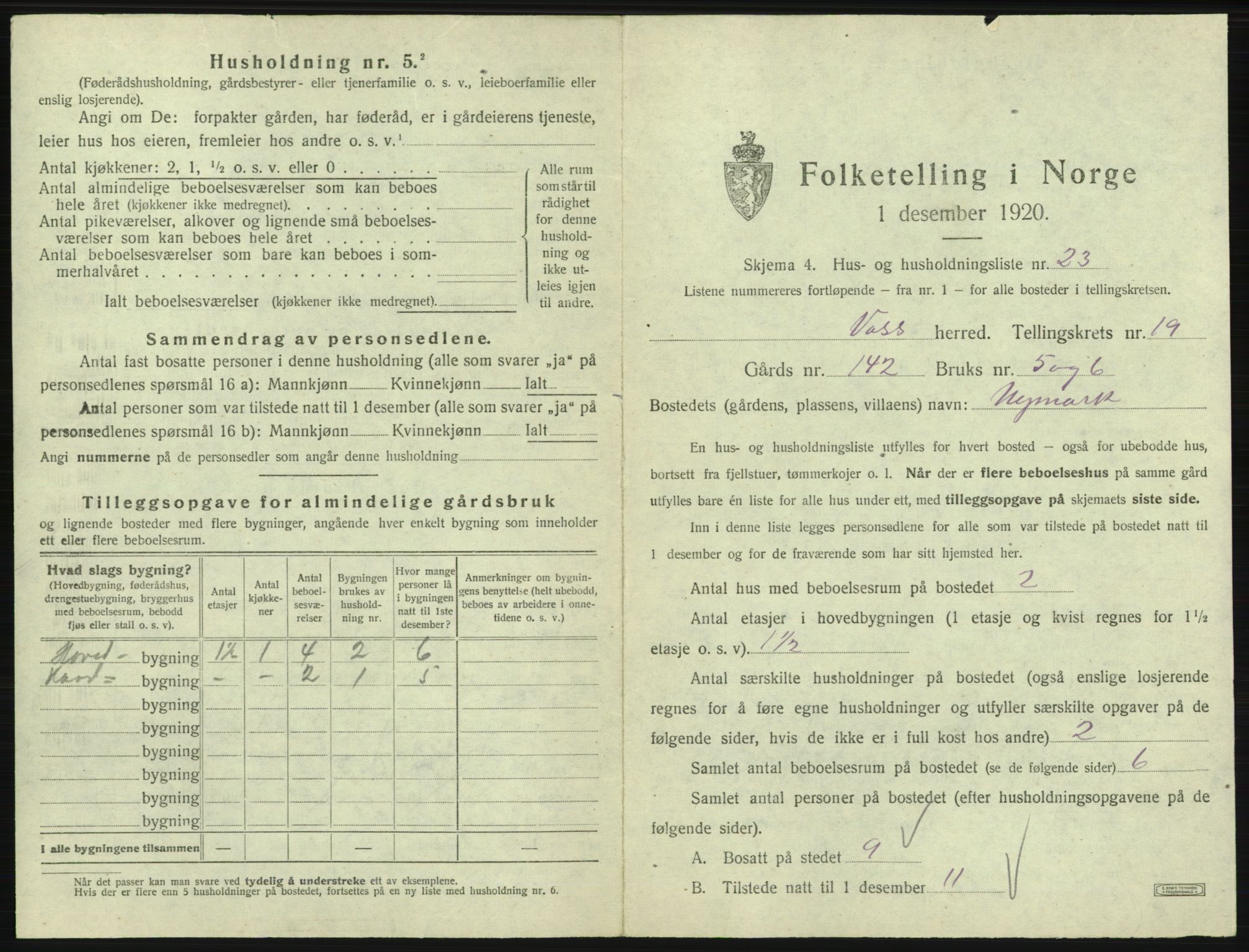 SAB, 1920 census for Voss, 1920, p. 1799