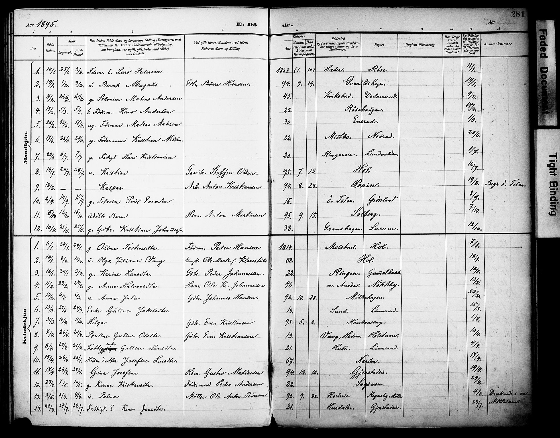 Vestre Toten prestekontor, SAH/PREST-108/H/Ha/Haa/L0013: Parish register (official) no. 13, 1895-1911, p. 281