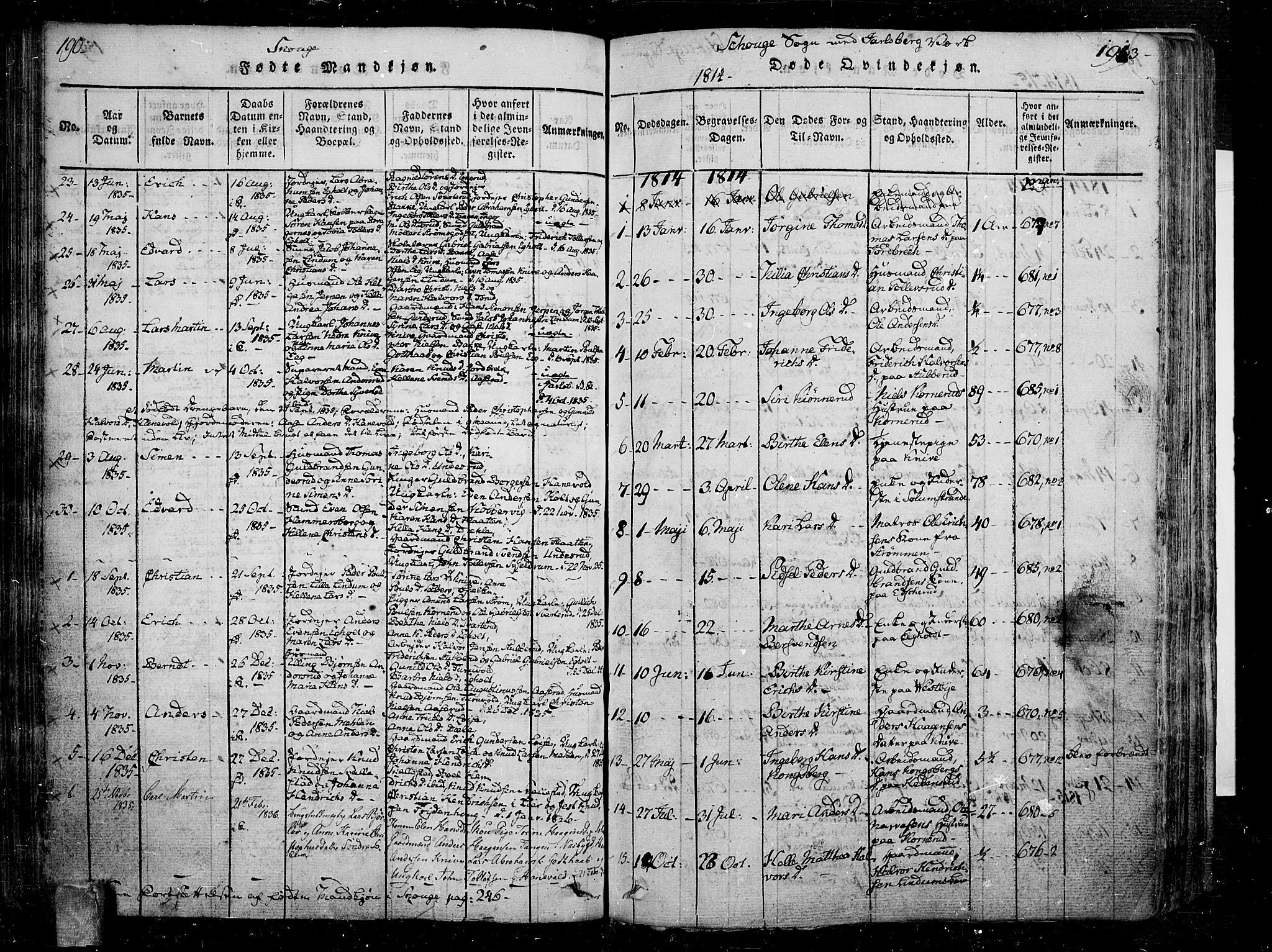 Skoger kirkebøker, AV/SAKO-A-59/F/Fa/L0002: Parish register (official) no. I 2 /1, 1814-1842, p. 190-191