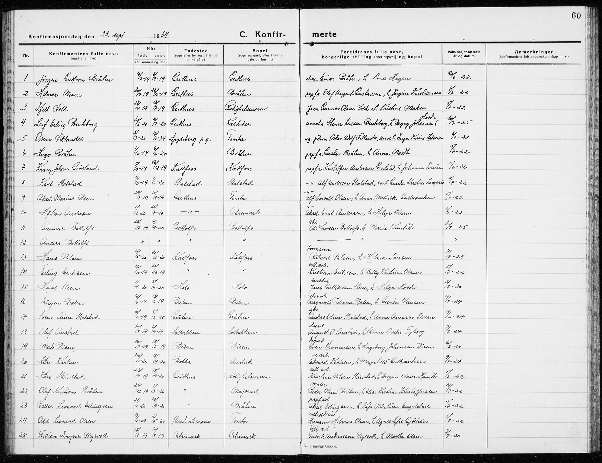 Modum kirkebøker, AV/SAKO-A-234/G/Ga/L0013: Parish register (copy) no. I 13, 1925-1938, p. 60