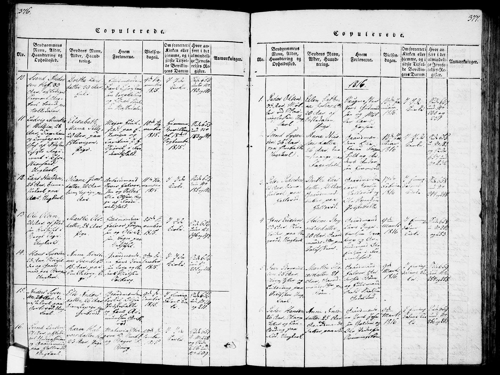 Idd prestekontor Kirkebøker, AV/SAO-A-10911/F/Fc/L0002: Parish register (official) no. III 2, 1815-1831, p. 376-377