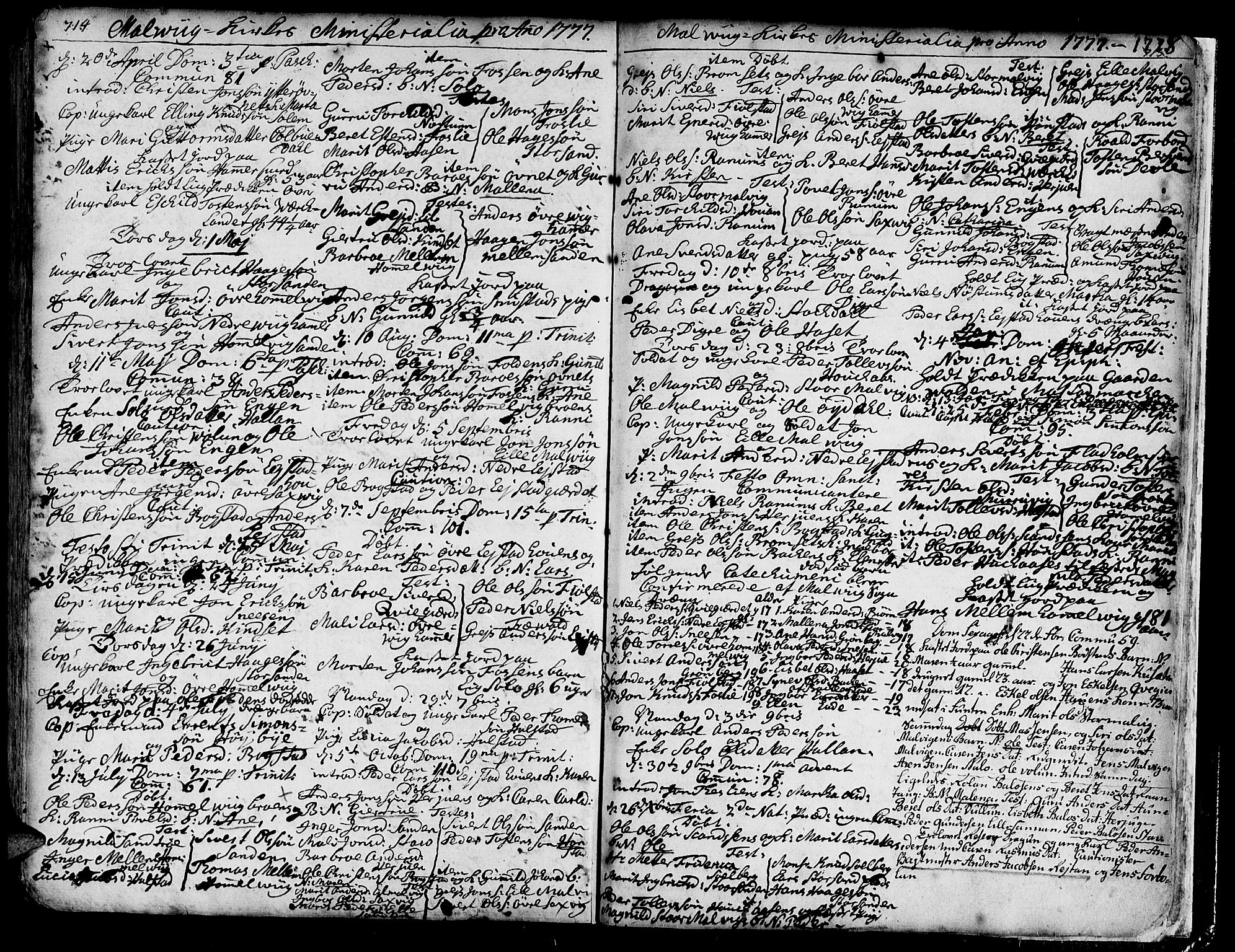 Ministerialprotokoller, klokkerbøker og fødselsregistre - Sør-Trøndelag, SAT/A-1456/606/L0277: Parish register (official) no. 606A01 /3, 1727-1780, p. 714-715