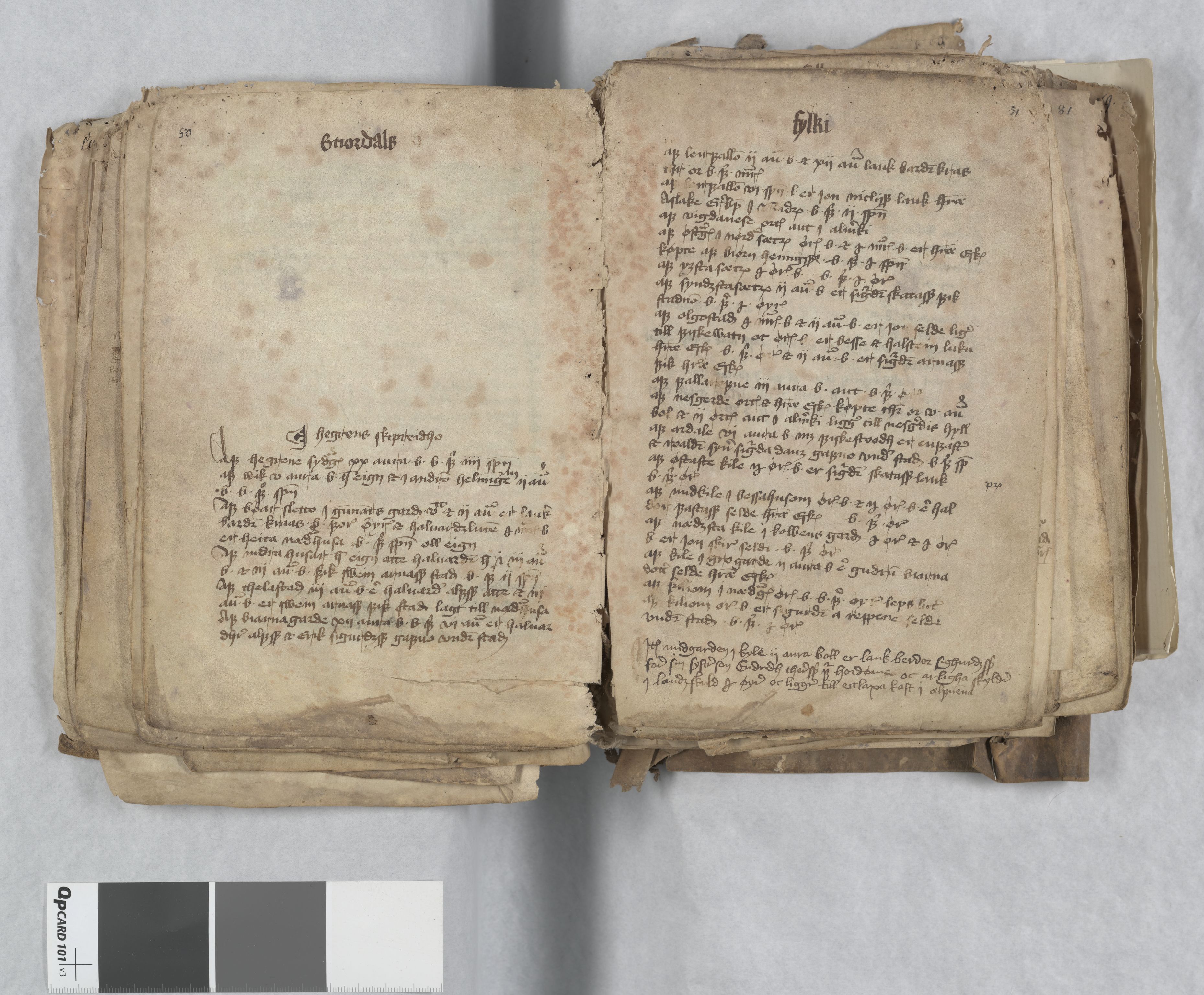 Riksarkivets diplomsamling, AV/RA-EA-5965/F13/F13c/L0001a/0001: NRA dipl. München papir, nr. 4292 Aslak Bolts jordebok. / 4292: Aslak Bolts jordebok, 1430-1439, p. 50-51