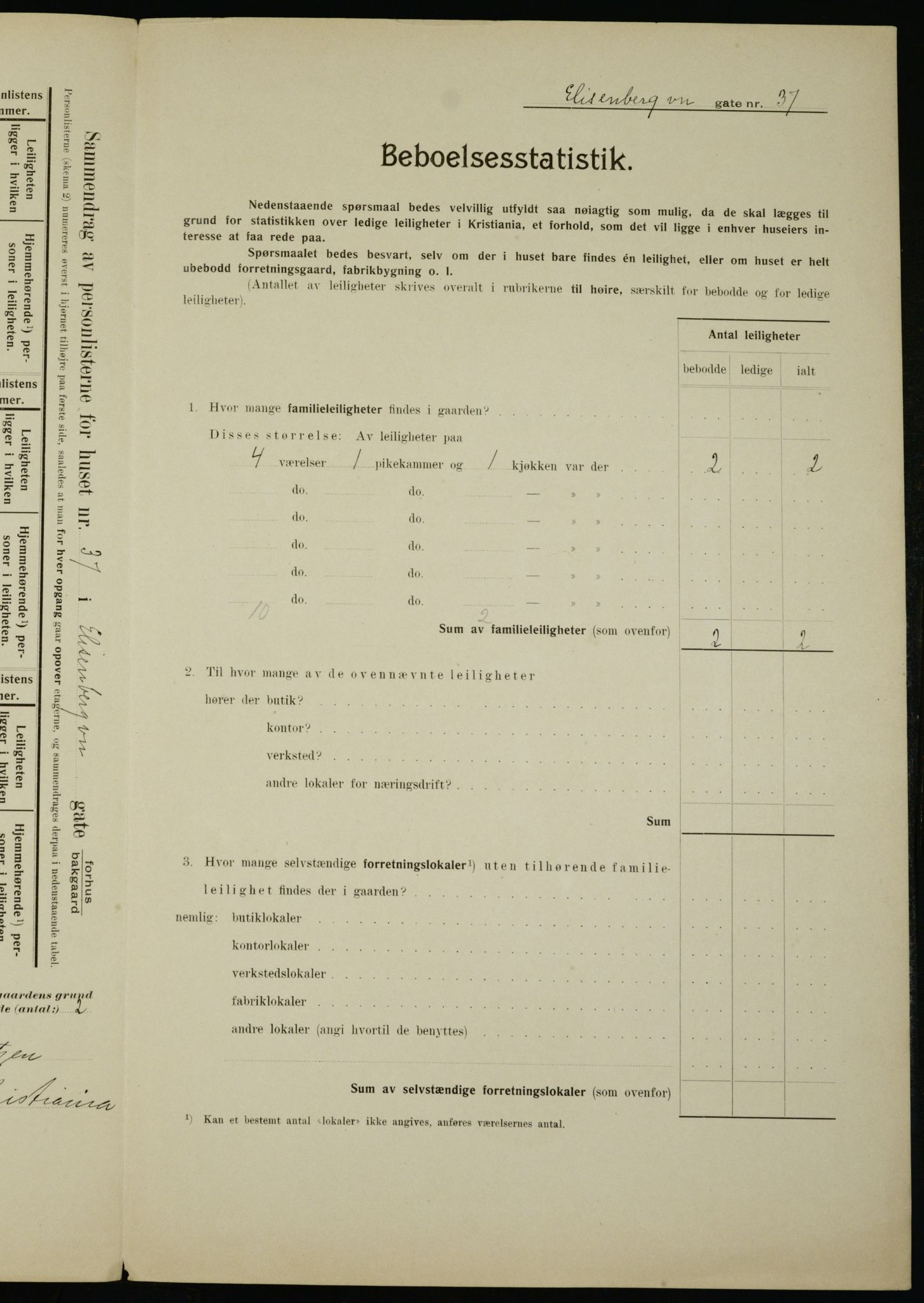 OBA, Municipal Census 1910 for Kristiania, 1910, p. 19079