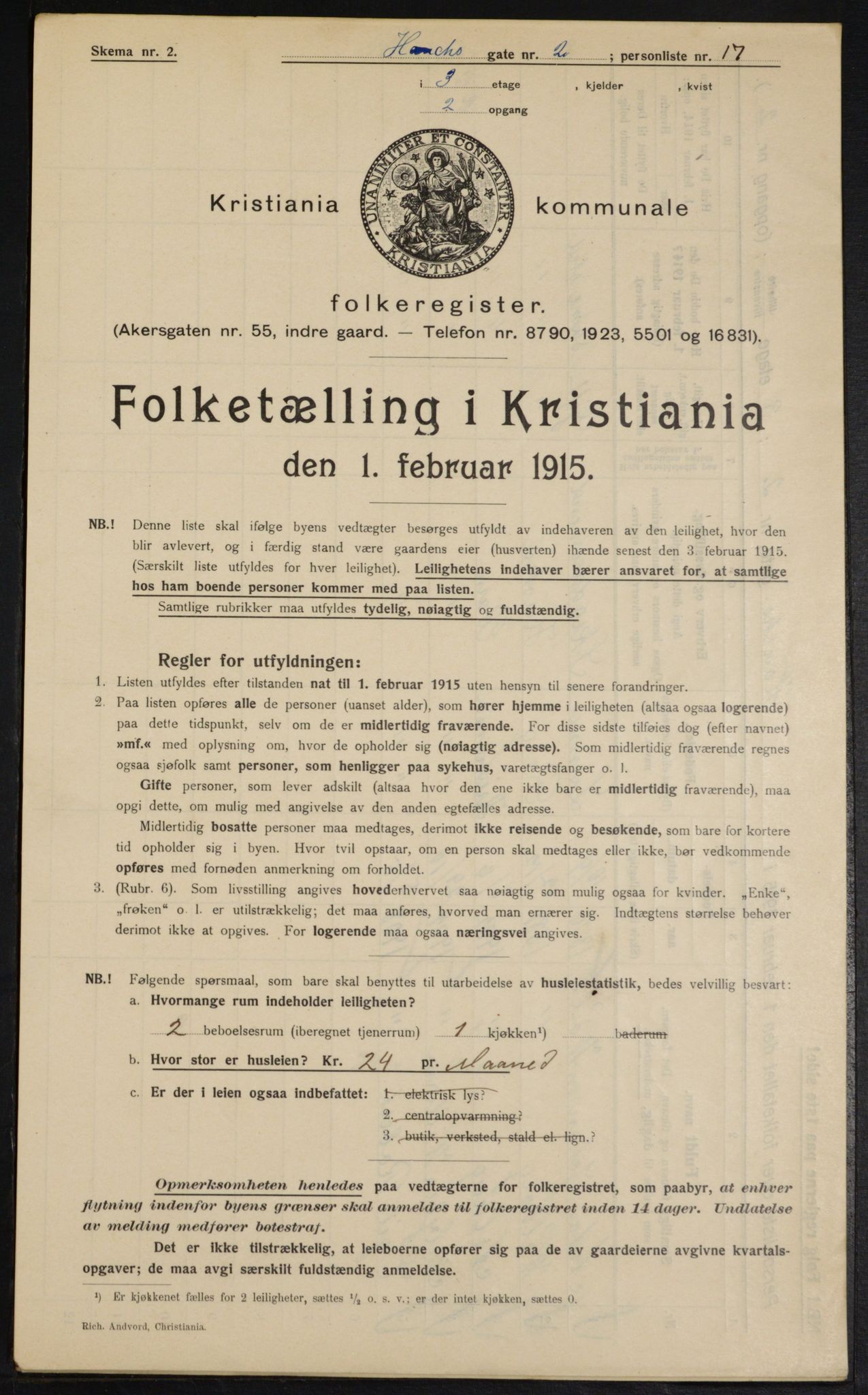 OBA, Municipal Census 1915 for Kristiania, 1915, p. 34669