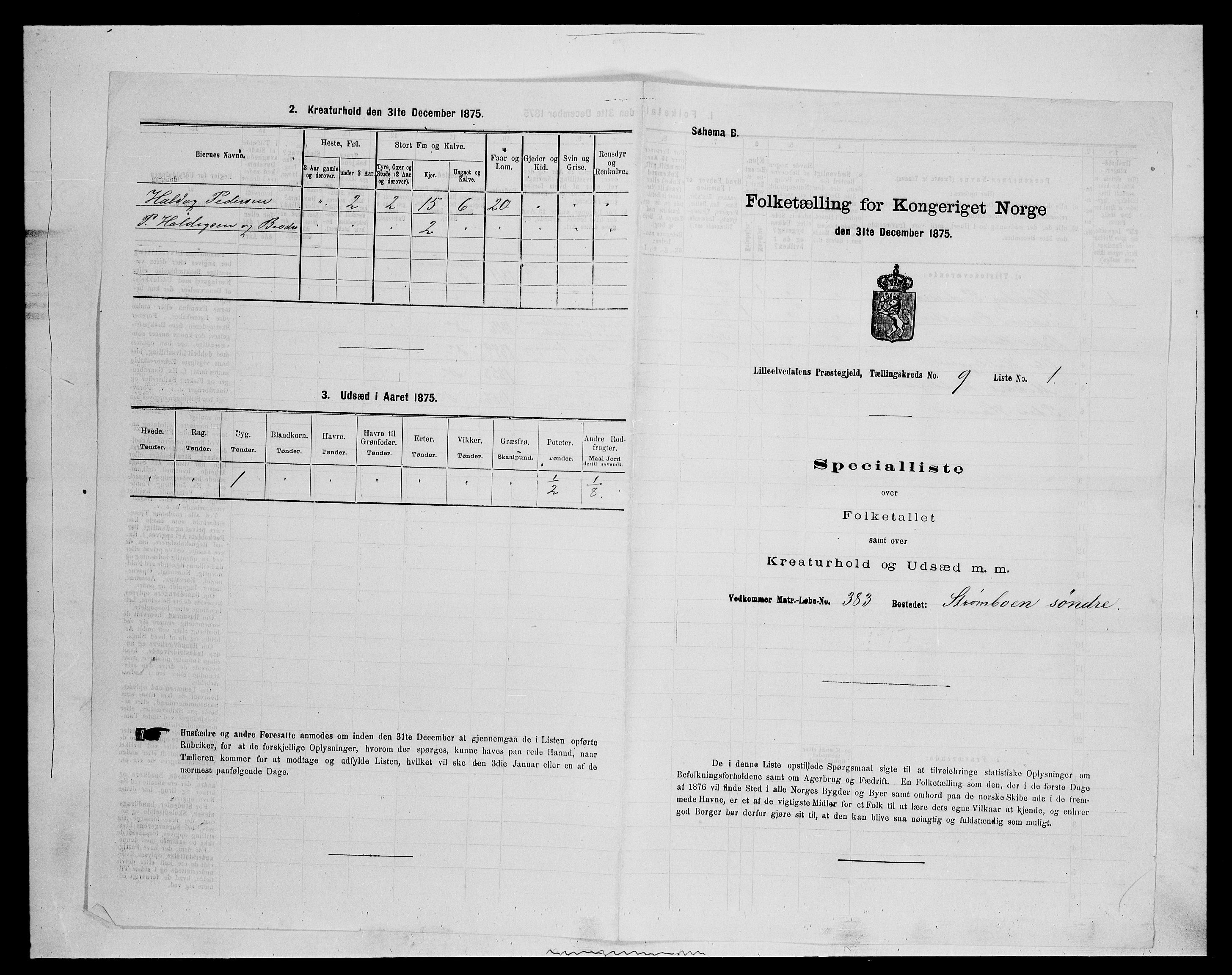 SAH, 1875 census for 0438P Lille Elvedalen, 1875, p. 874