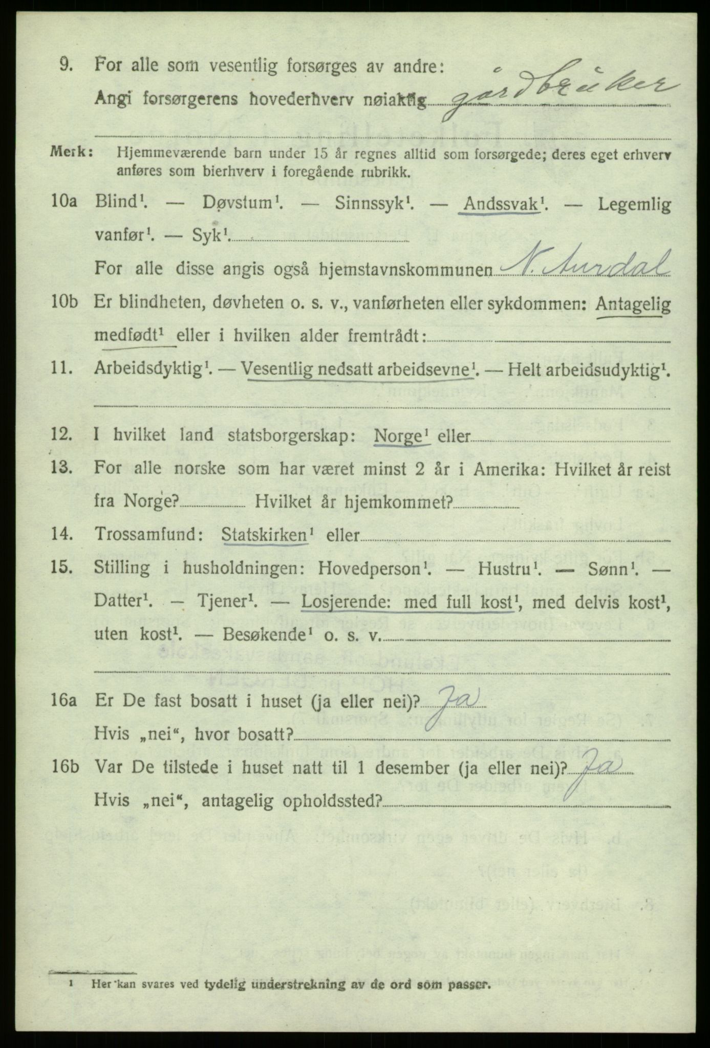 SAB, 1920 census for Fana, 1920, p. 6278