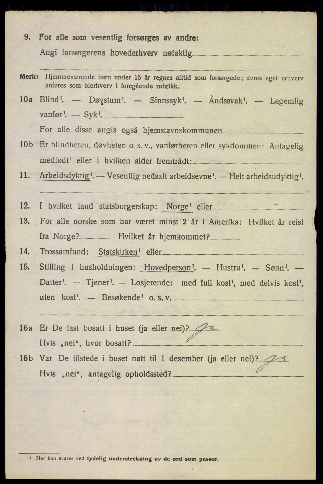 SAK, 1920 census for Oddernes, 1920, p. 5542