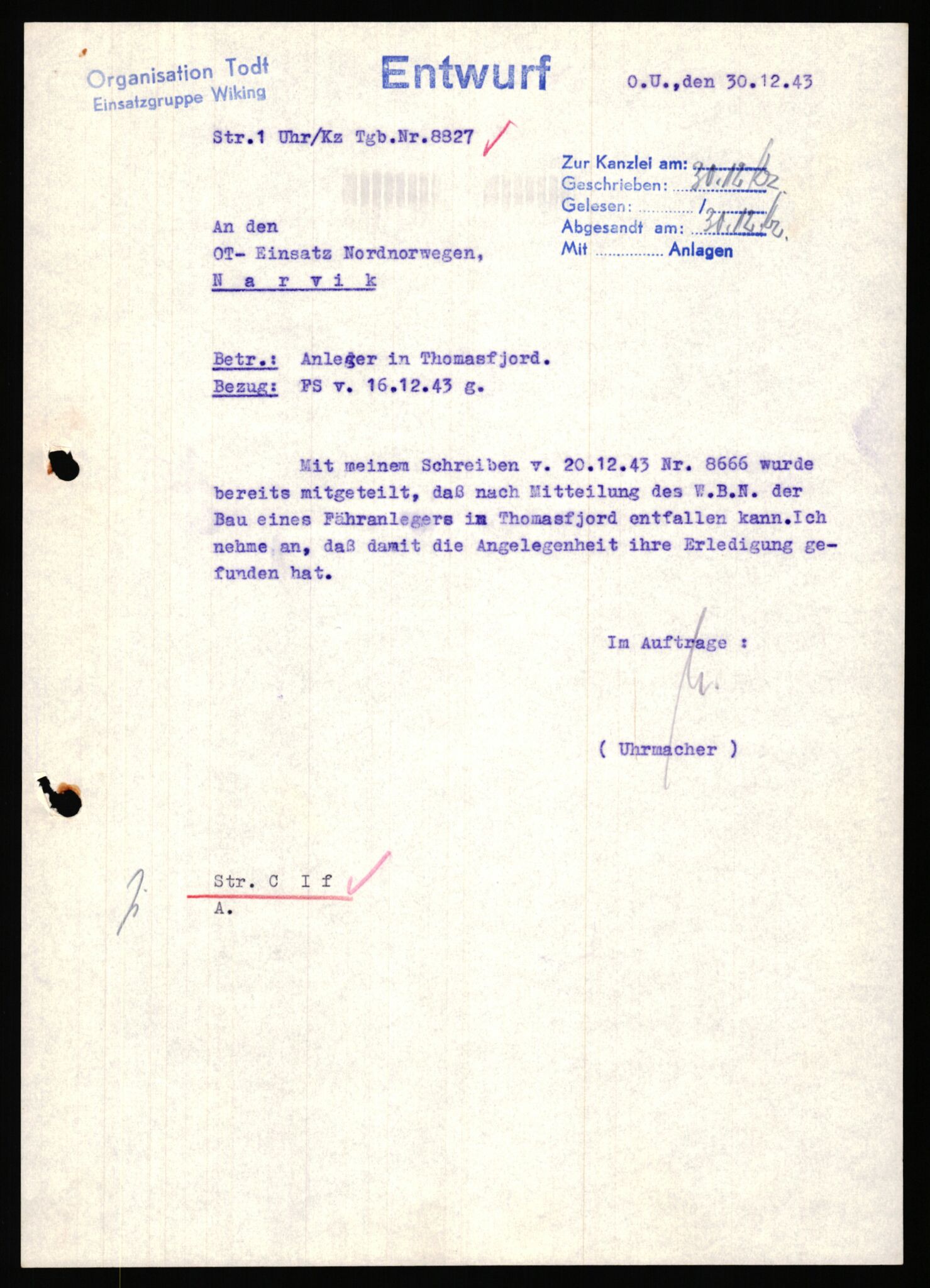 Tyske arkiver, Organisation Todt (OT), Einsatzgruppe Wiking, AV/RA-RAFA-2188/1/E/E2/E2d/L0023: Fähren und Anlegen, 1942-1944, p. 113