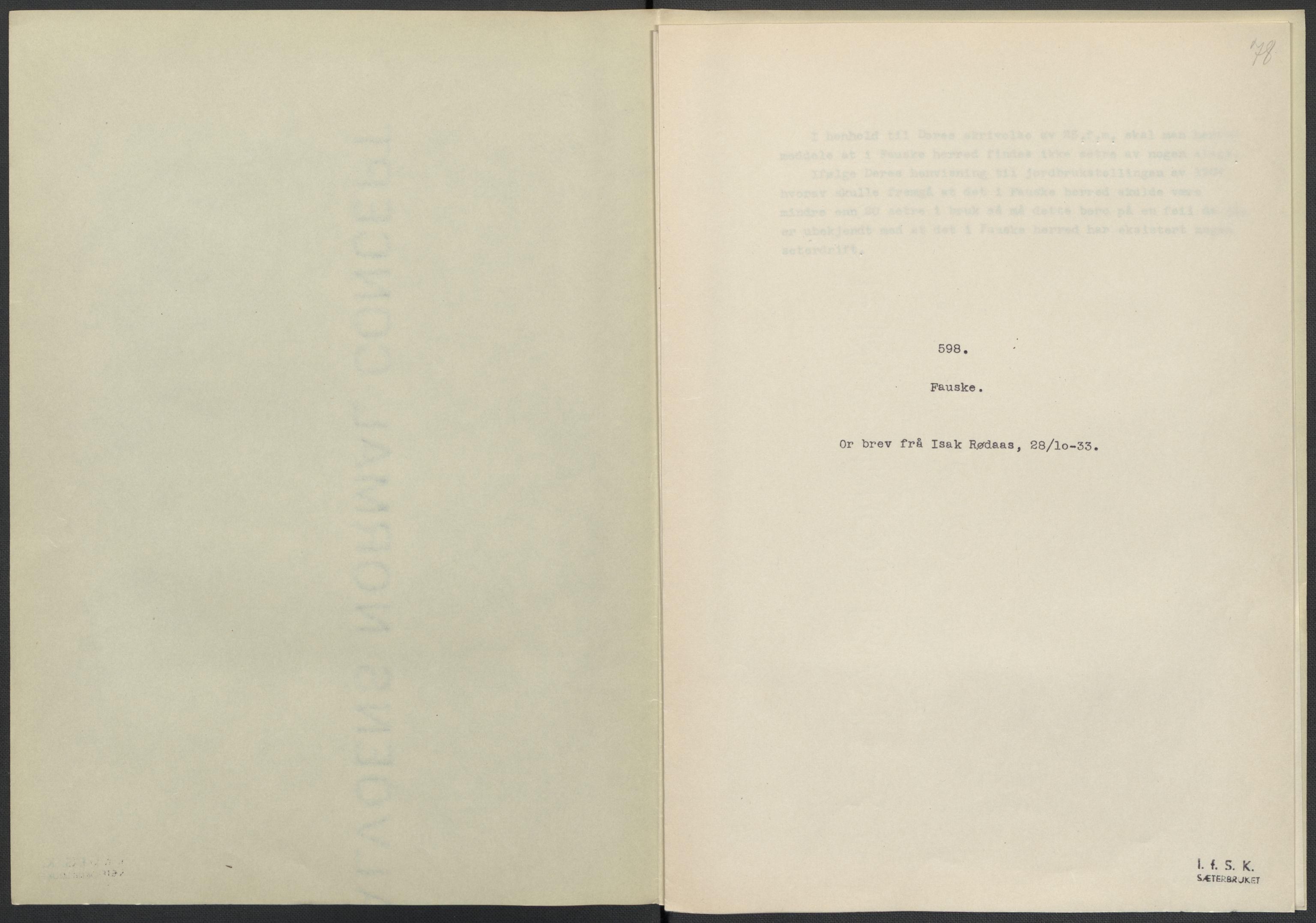 Instituttet for sammenlignende kulturforskning, RA/PA-0424/F/Fc/L0016/0002: Eske B16: / Nordland (perm XLVII), 1932-1936, p. 78