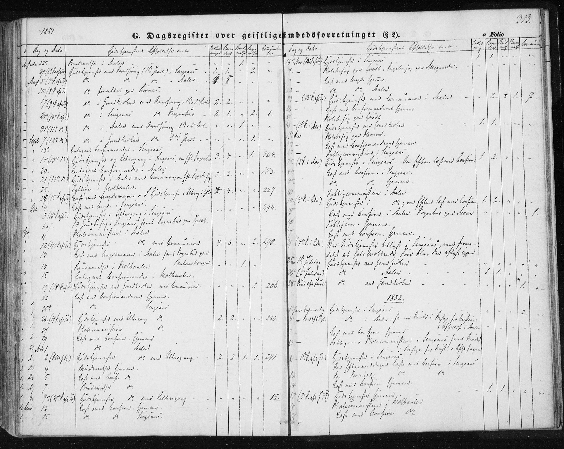 Ministerialprotokoller, klokkerbøker og fødselsregistre - Sør-Trøndelag, SAT/A-1456/685/L0963: Parish register (official) no. 685A06 /1, 1846-1859, p. 313