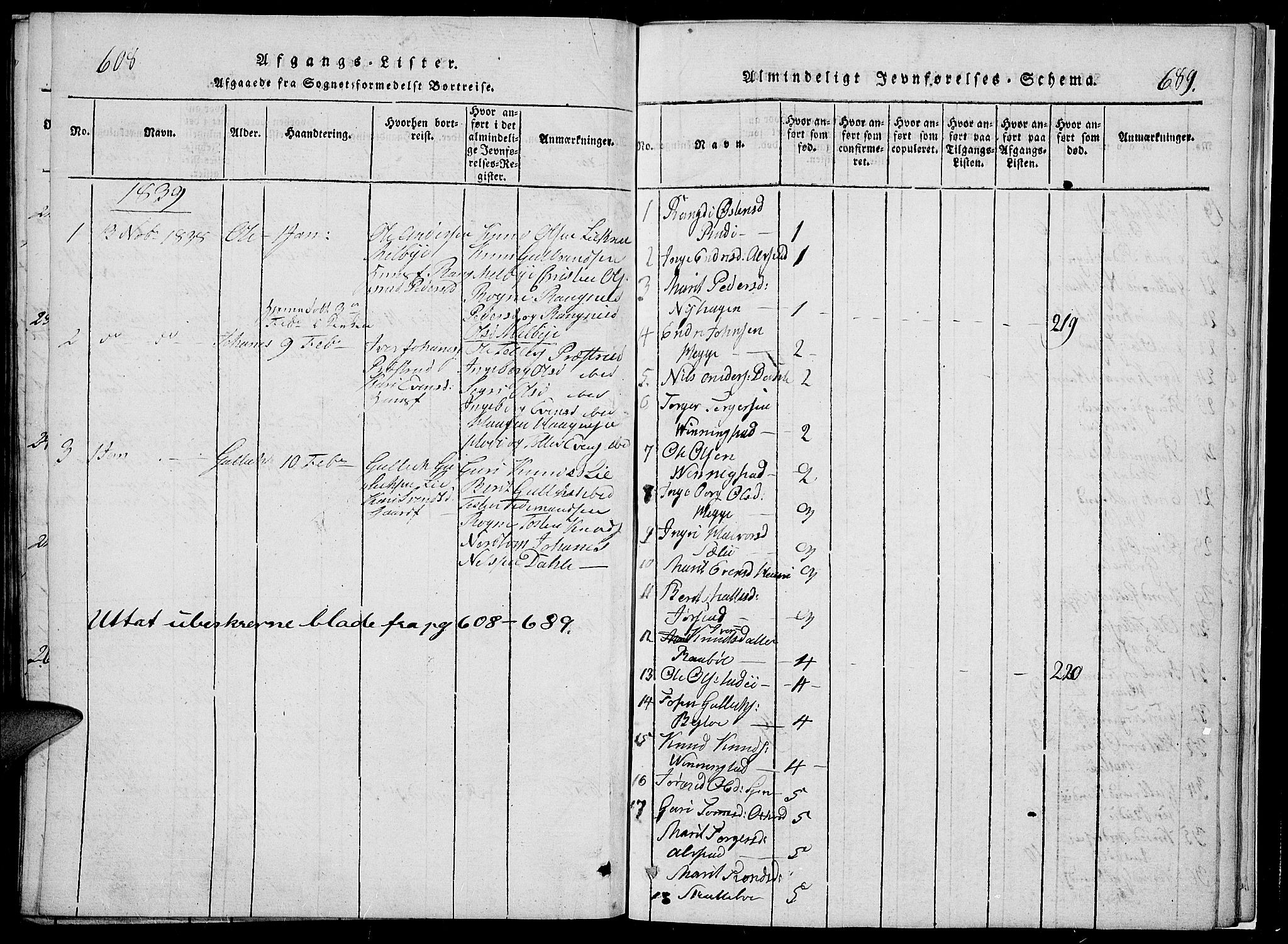 Slidre prestekontor, SAH/PREST-134/H/Ha/Hab/L0002: Parish register (copy) no. 2, 1814-1839, p. 607-608