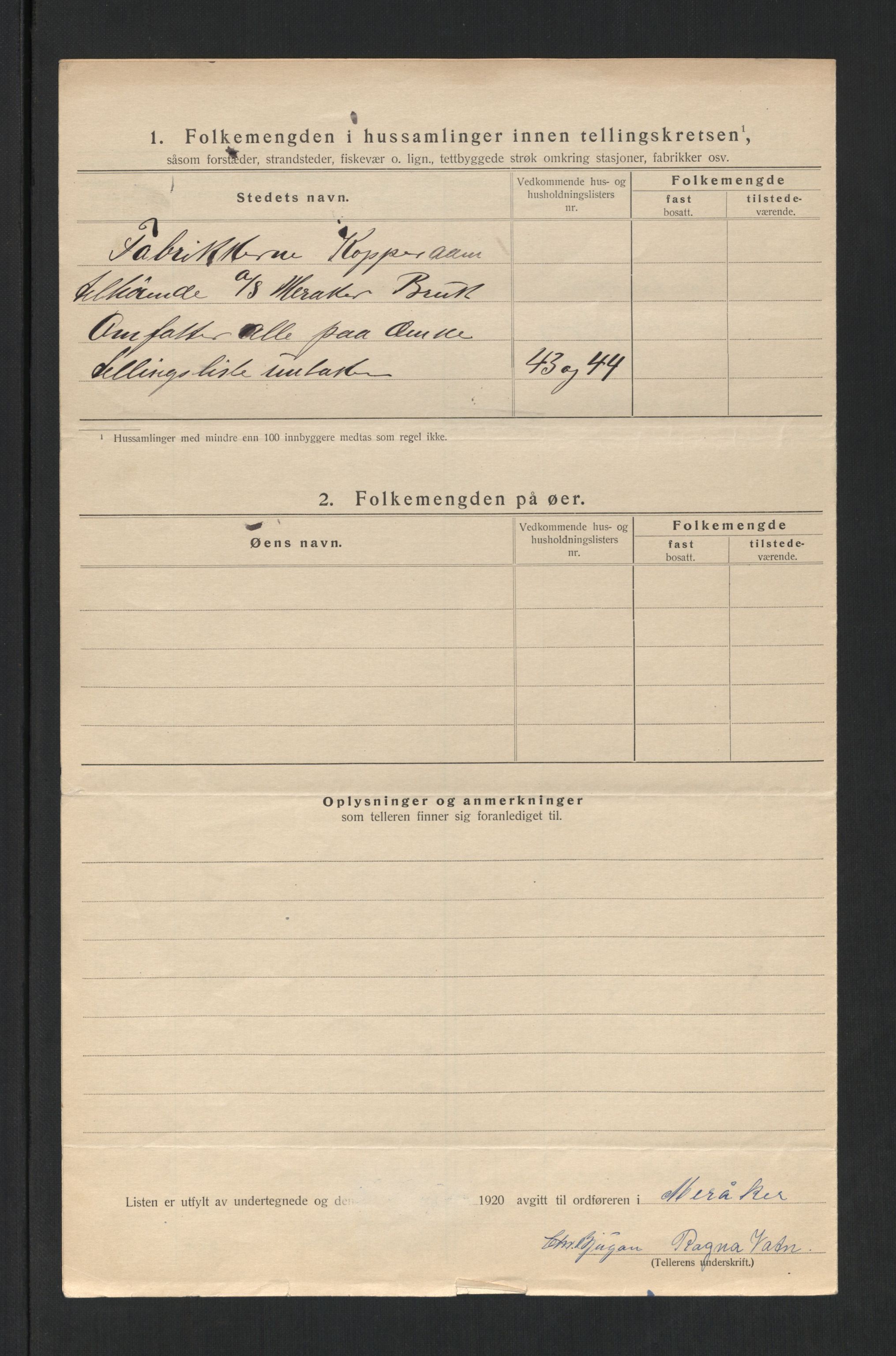 SAT, 1920 census for Meråker, 1920, p. 31