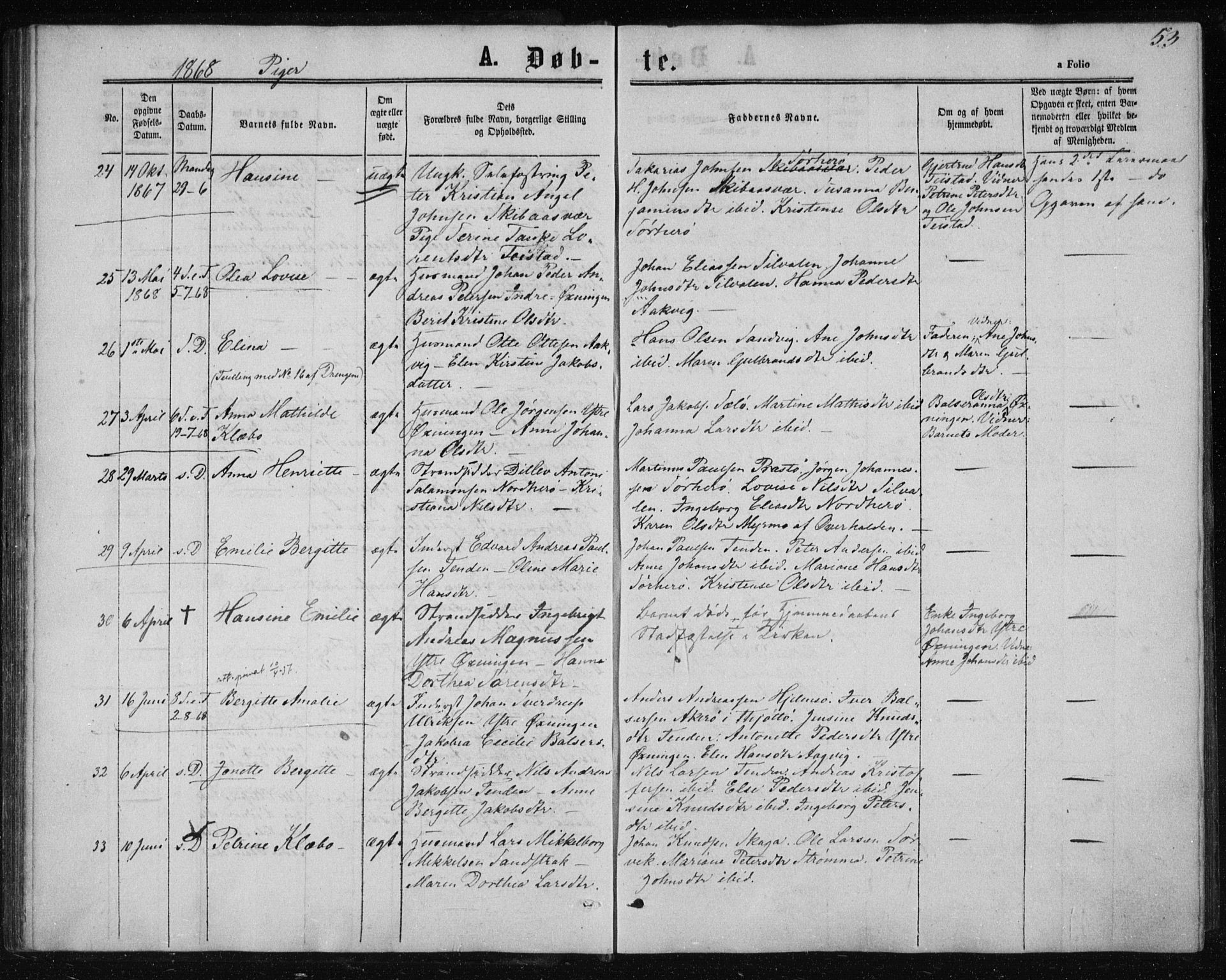 Ministerialprotokoller, klokkerbøker og fødselsregistre - Nordland, SAT/A-1459/834/L0505: Parish register (official) no. 834A03, 1862-1871, p. 53