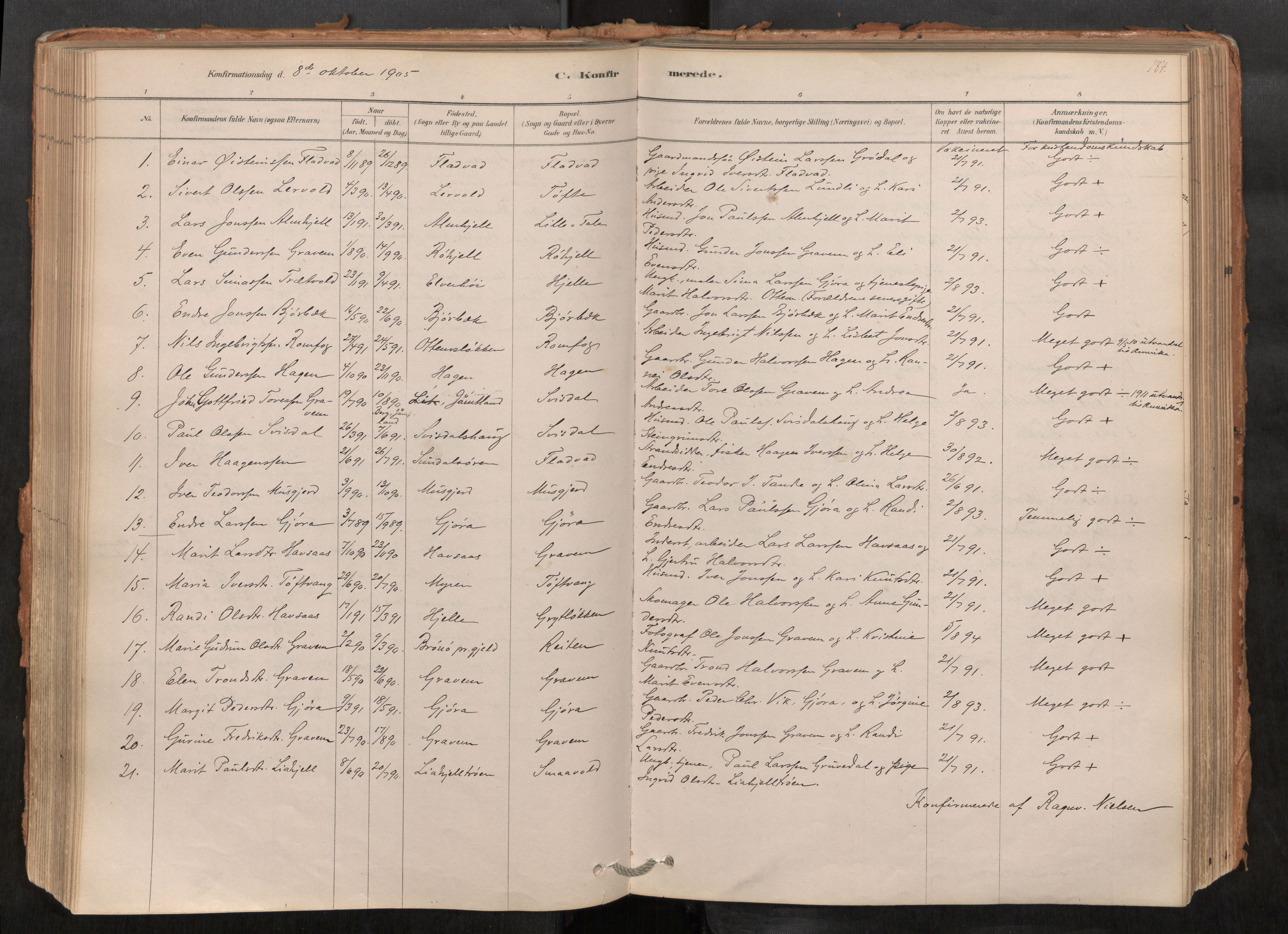 Sunndal sokneprestkontor, AV/SAT-A-1085/1/I/I1/I1a/L0001: Parish register (official) no. 1, 1877-1914, p. 184