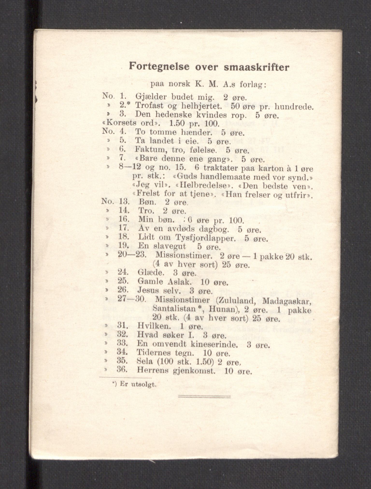 Kvinnelige Misjonsarbeidere, AV/RA-PA-0699/F/Fa/L0001/0007: -- / Årsmeldinger, trykte, 1906-1915