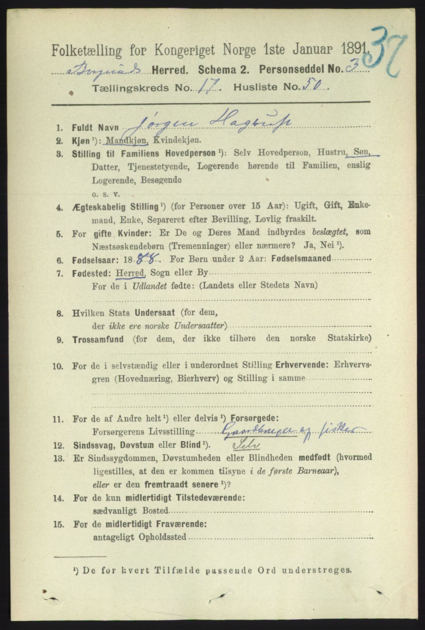 RA, 1891 census for 1531 Borgund, 1891, p. 5338