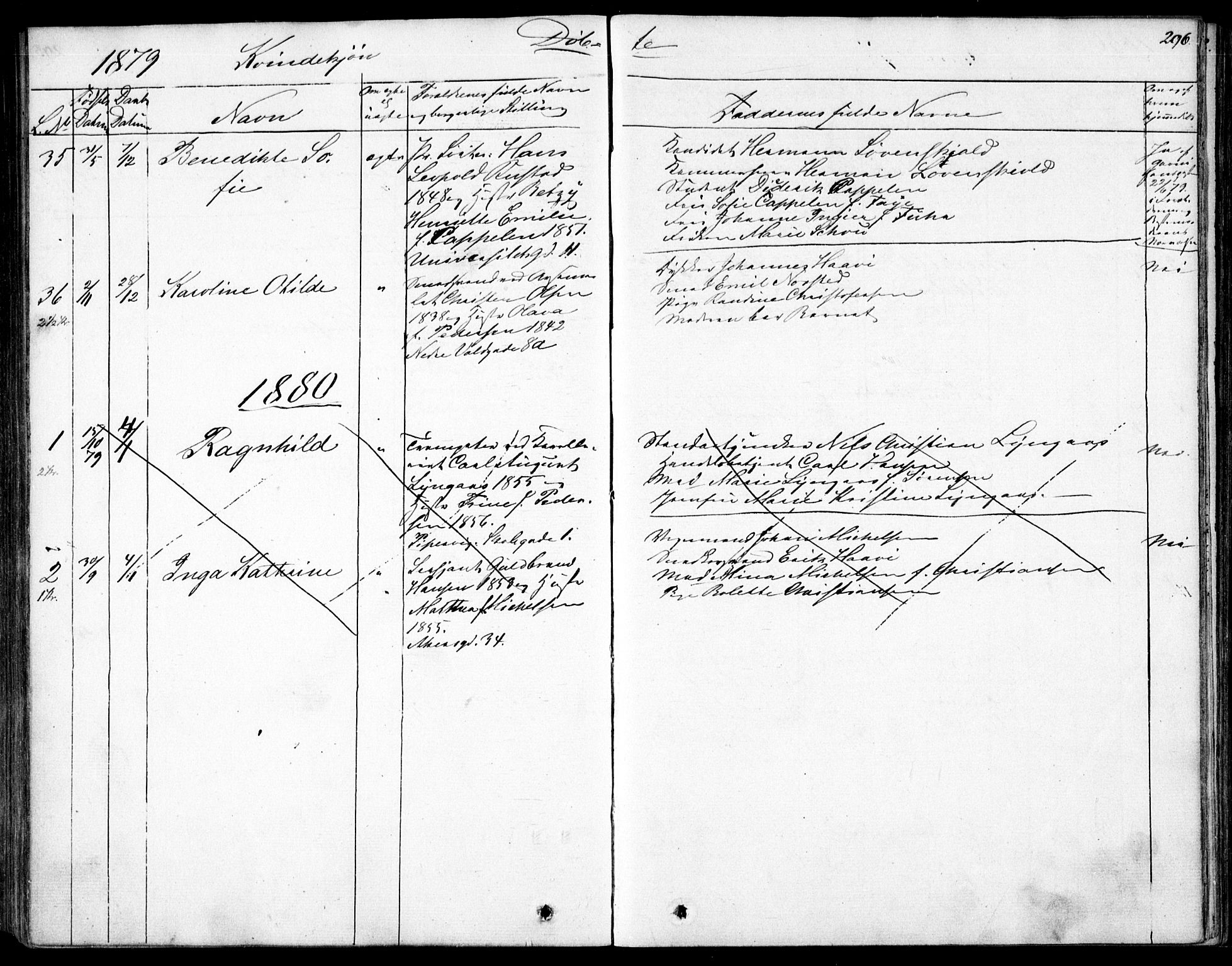 Garnisonsmenigheten Kirkebøker, AV/SAO-A-10846/F/Fa/L0007: Parish register (official) no. 7, 1828-1881, p. 296