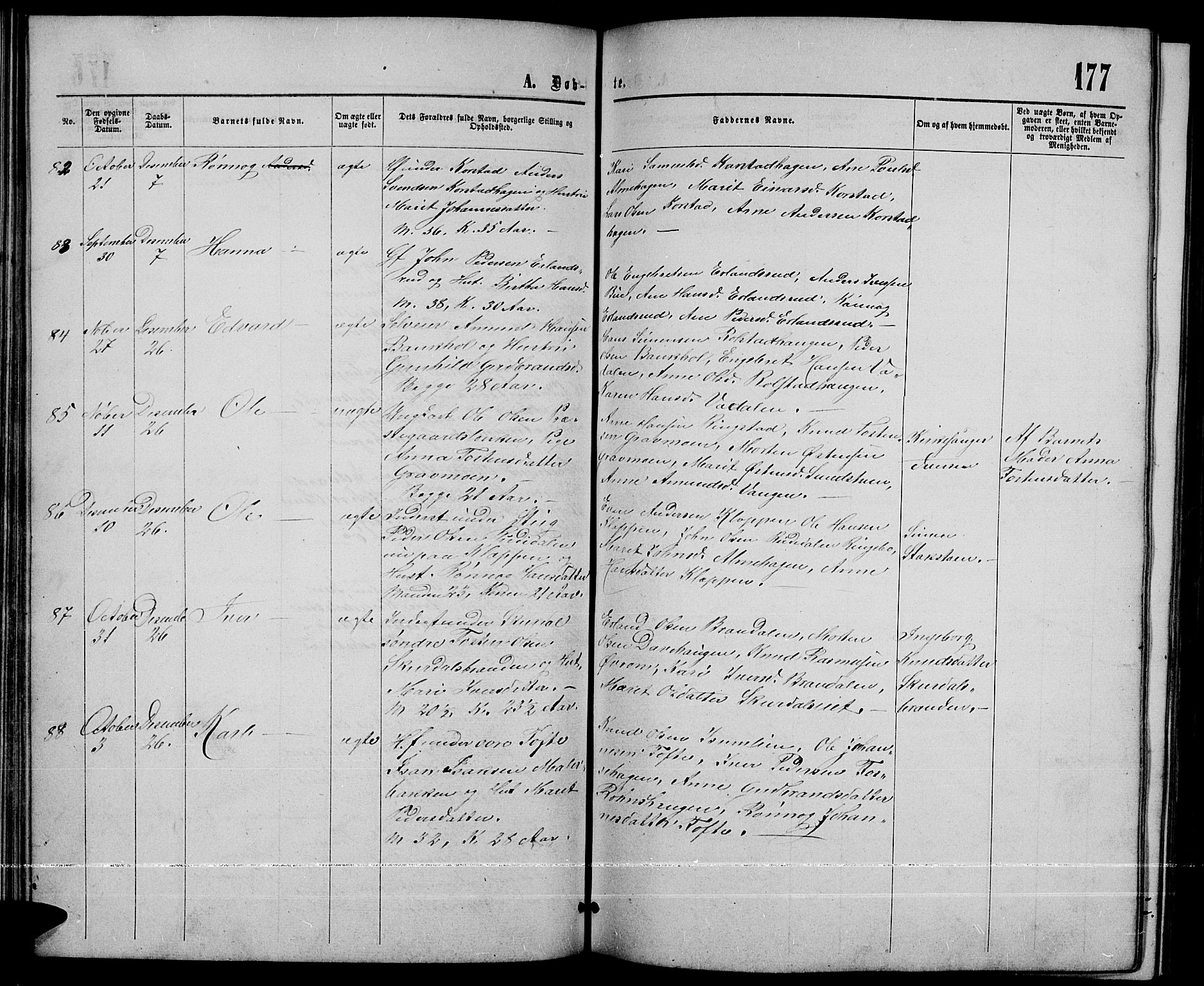 Sør-Fron prestekontor, SAH/PREST-010/H/Ha/Hab/L0002: Parish register (copy) no. 2, 1864-1883, p. 177