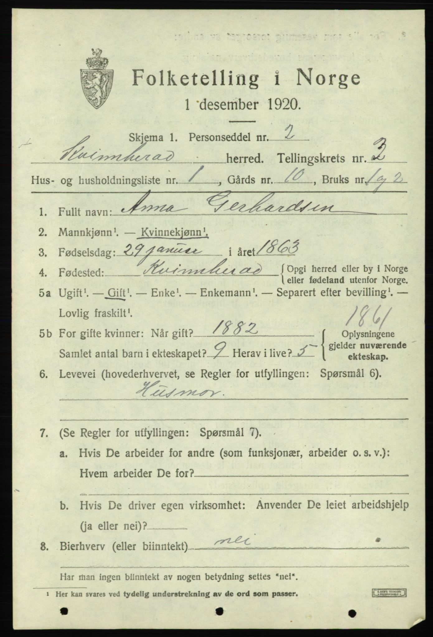 SAB, 1920 census for Kvinnherad, 1920, p. 4486