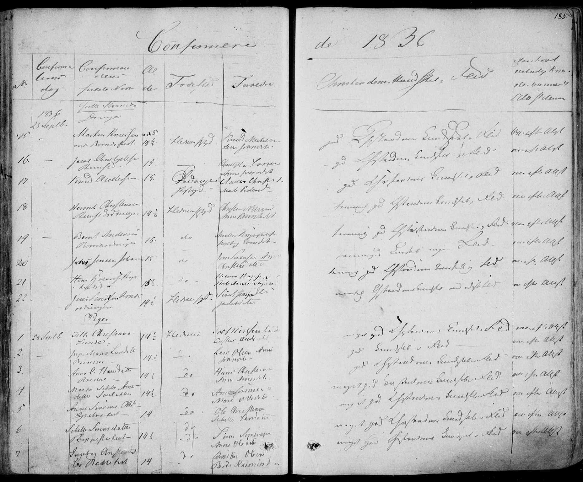 Hedrum kirkebøker, AV/SAKO-A-344/F/Fa/L0005: Parish register (official) no. I 5, 1835-1848, p. 185