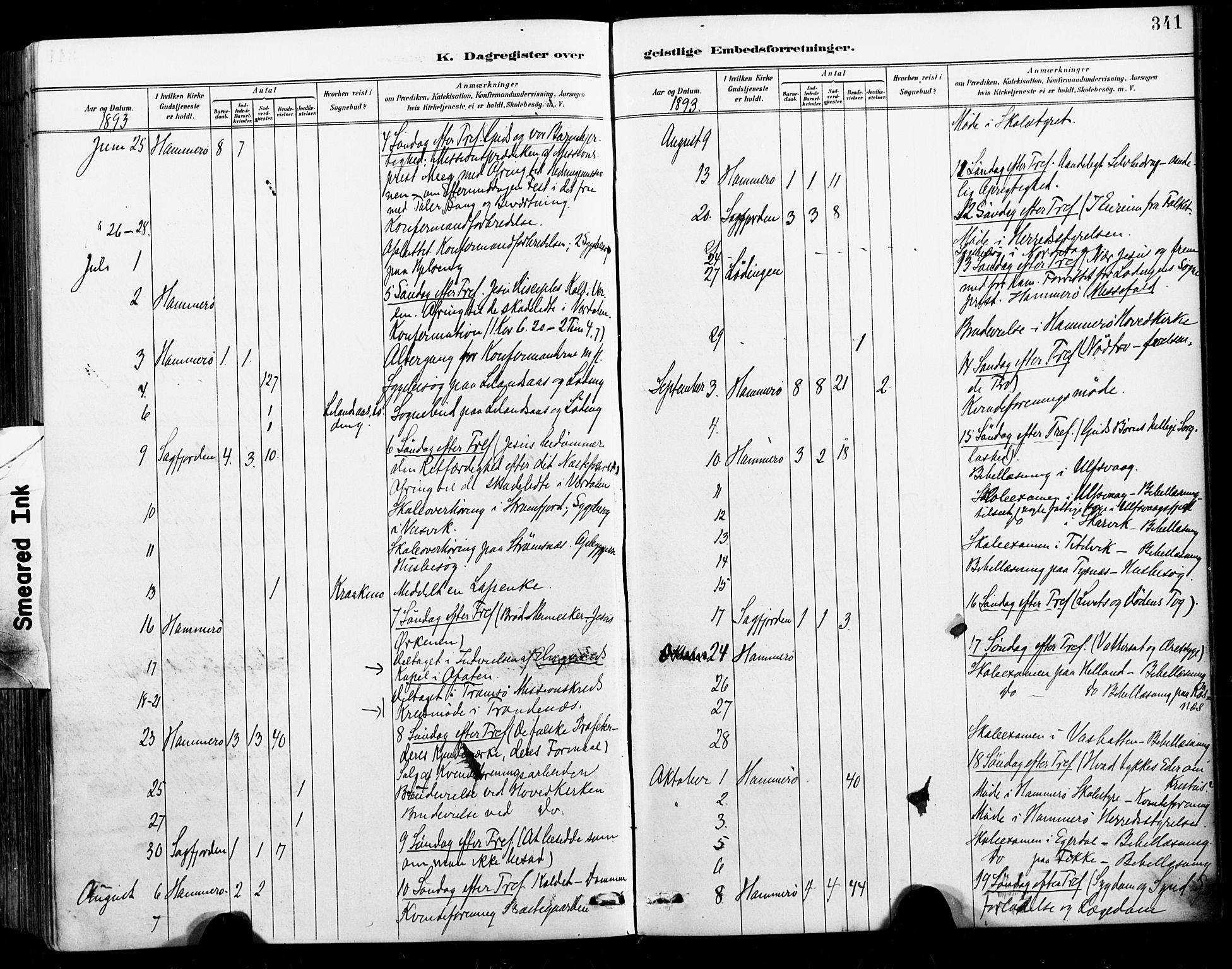 Ministerialprotokoller, klokkerbøker og fødselsregistre - Nordland, AV/SAT-A-1459/859/L0847: Parish register (official) no. 859A07, 1890-1899, p. 341