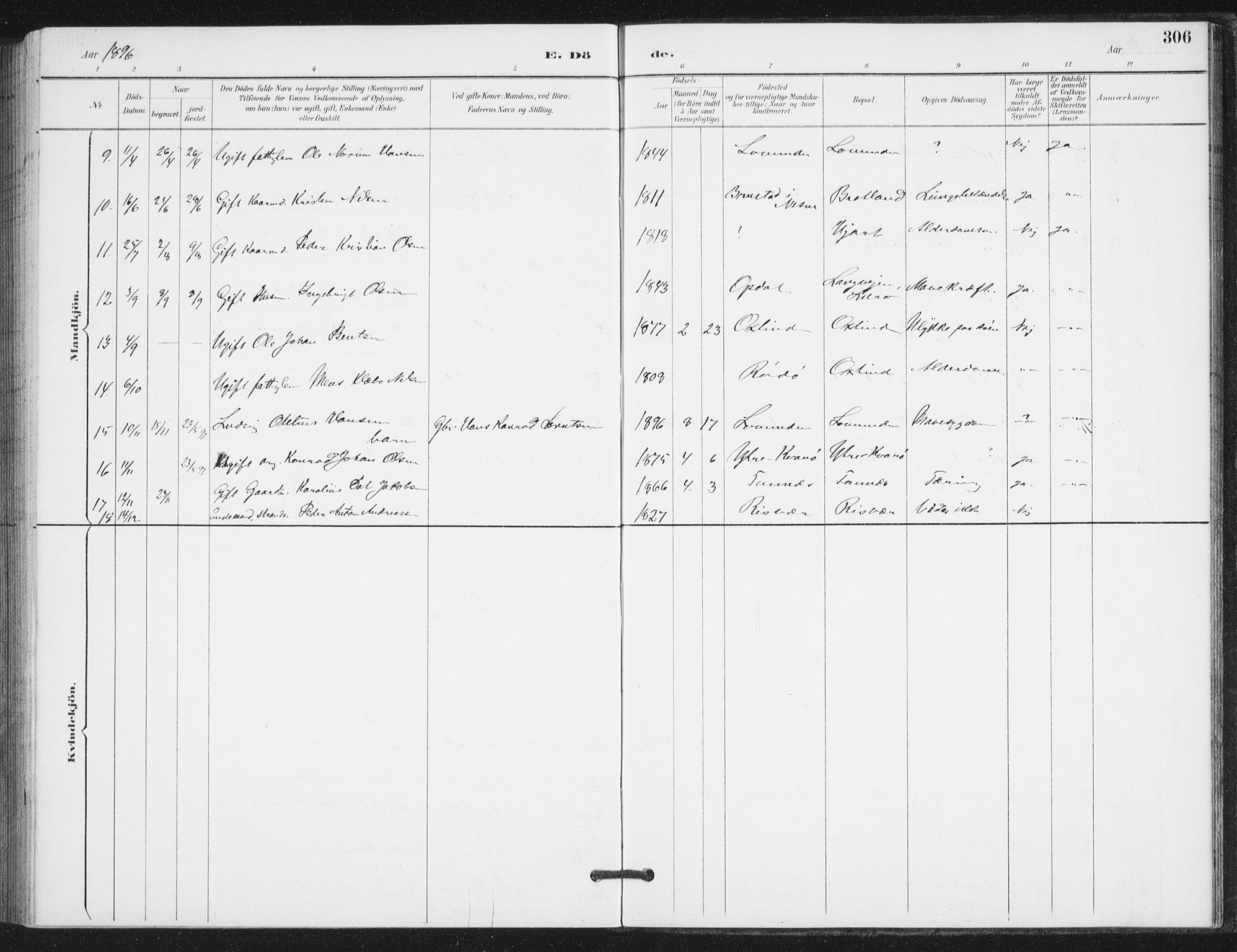 Ministerialprotokoller, klokkerbøker og fødselsregistre - Nordland, AV/SAT-A-1459/839/L0573: Parish register (copy) no. 839C03, 1892-1917, p. 306