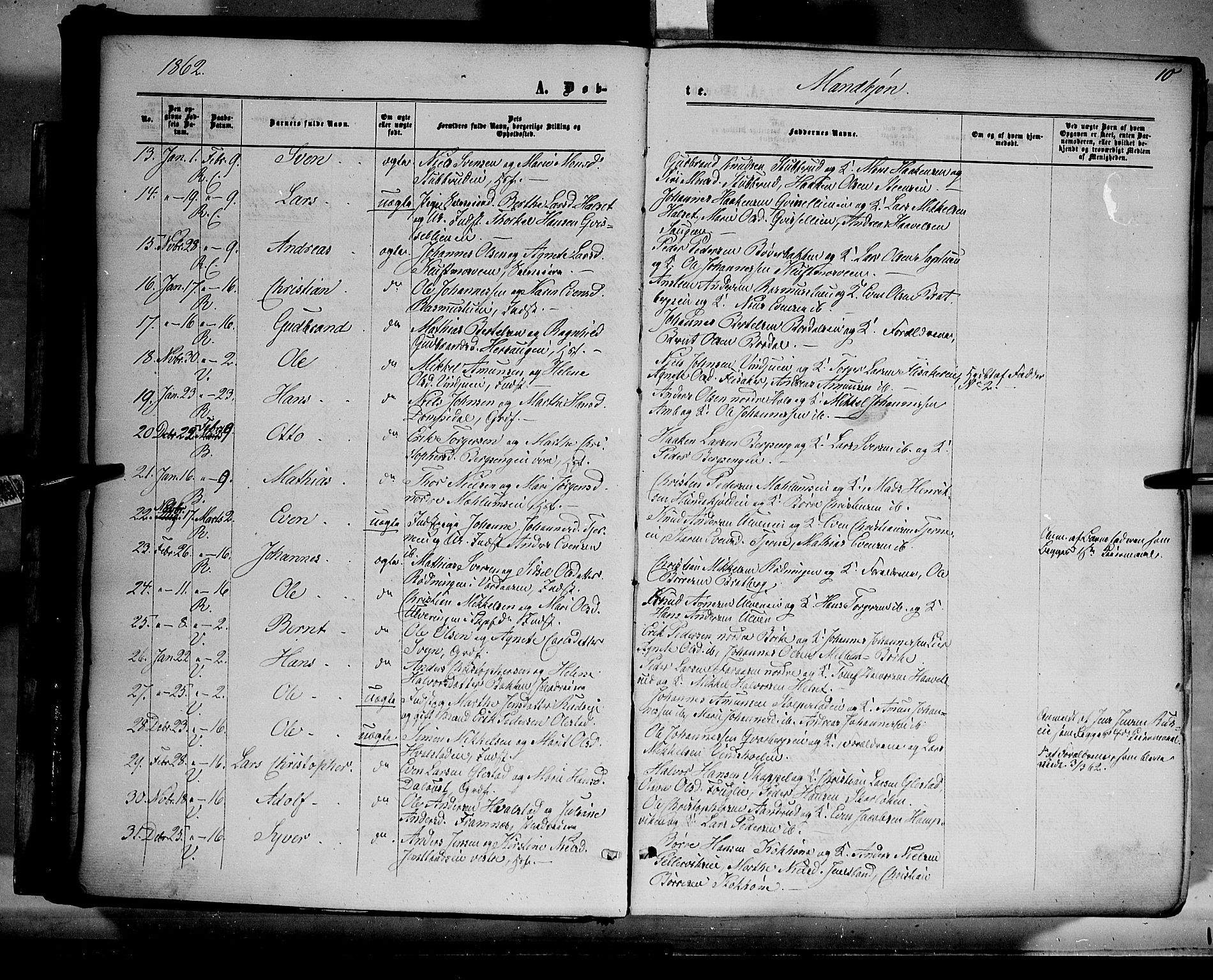 Ringsaker prestekontor, AV/SAH-PREST-014/K/Ka/L0010: Parish register (official) no. 10, 1861-1869, p. 10