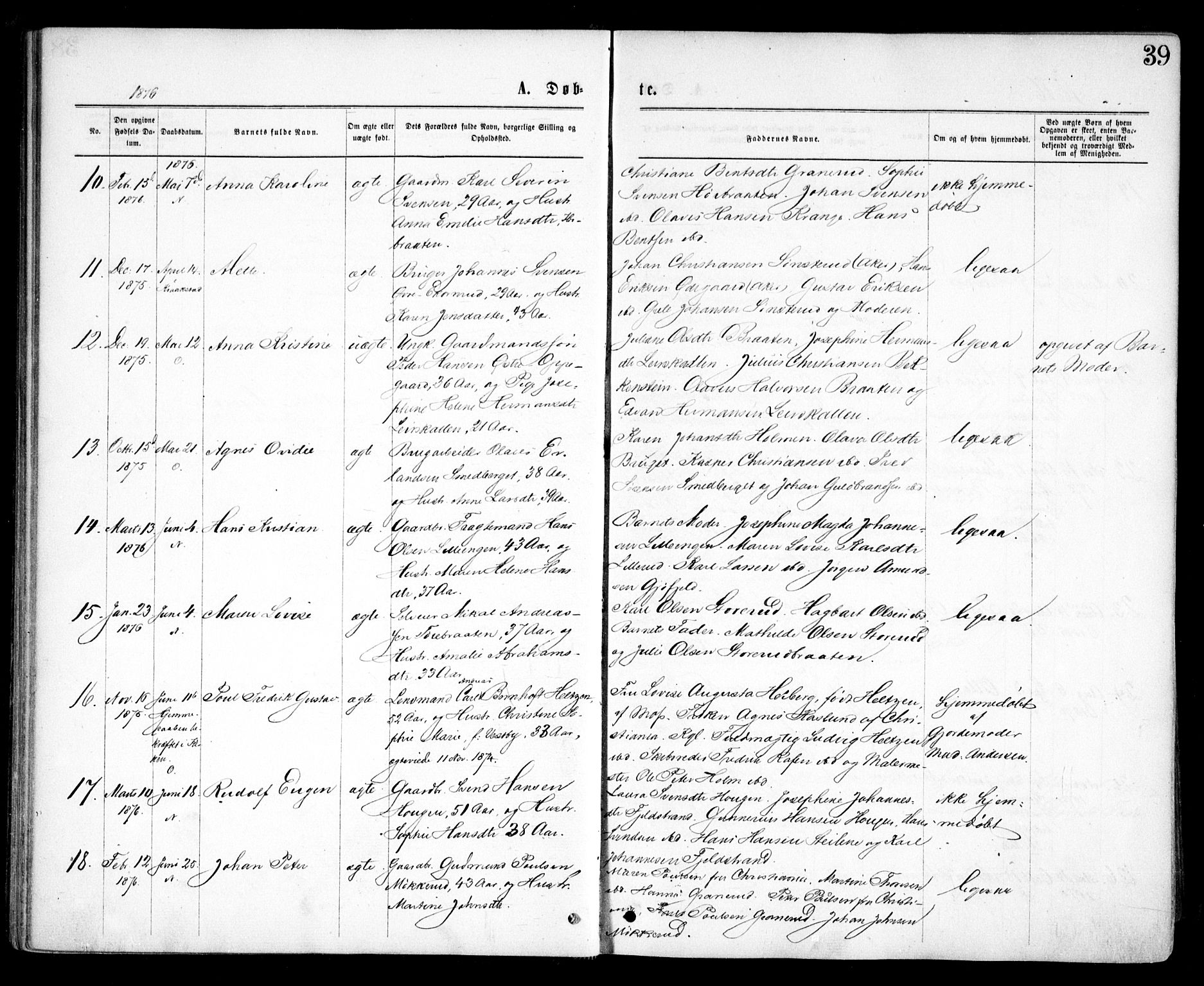 Nesodden prestekontor Kirkebøker, AV/SAO-A-10013/F/Fa/L0008: Parish register (official) no. I 8, 1869-1879, p. 39