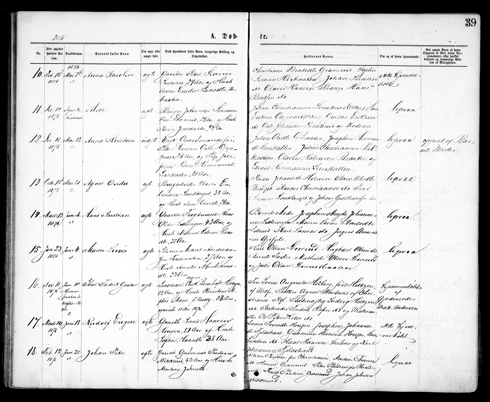 Nesodden prestekontor Kirkebøker, AV/SAO-A-10013/F/Fa/L0008: Parish register (official) no. I 8, 1869-1879, p. 39