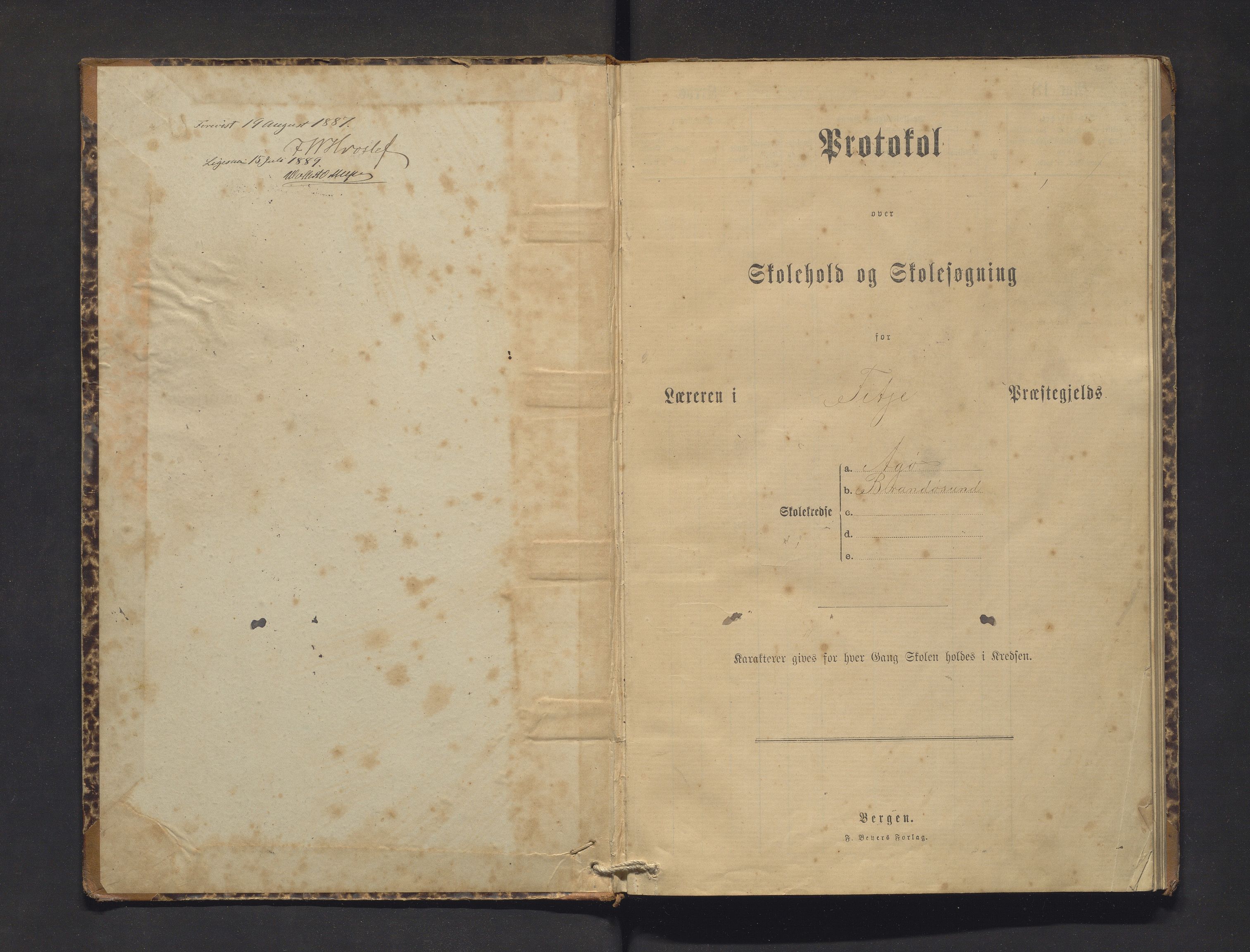 Fitjar kommune. Barneskulane, IKAH/1222-231/F/Fa/L0014: Skuleprotokoll for Aga og Brandasund krinsar, 1886-1898