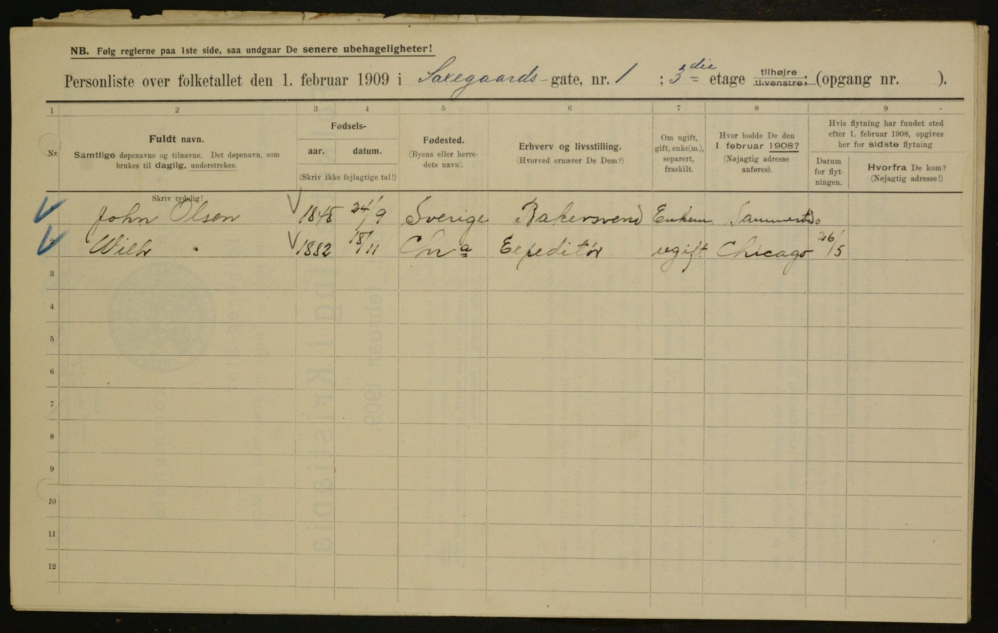 OBA, Municipal Census 1909 for Kristiania, 1909, p. 81161