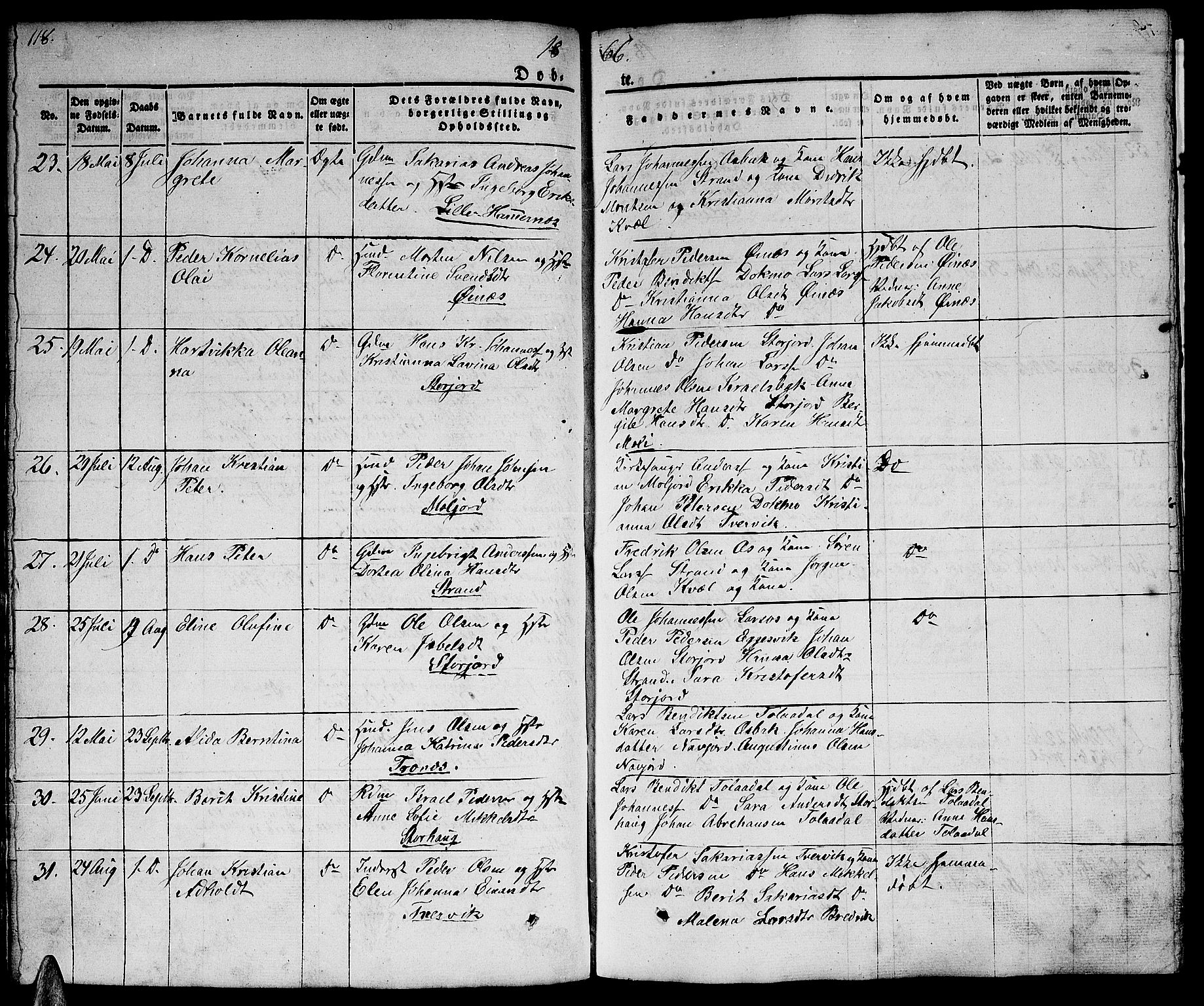 Ministerialprotokoller, klokkerbøker og fødselsregistre - Nordland, AV/SAT-A-1459/846/L0652: Parish register (copy) no. 846C02, 1841-1871, p. 118