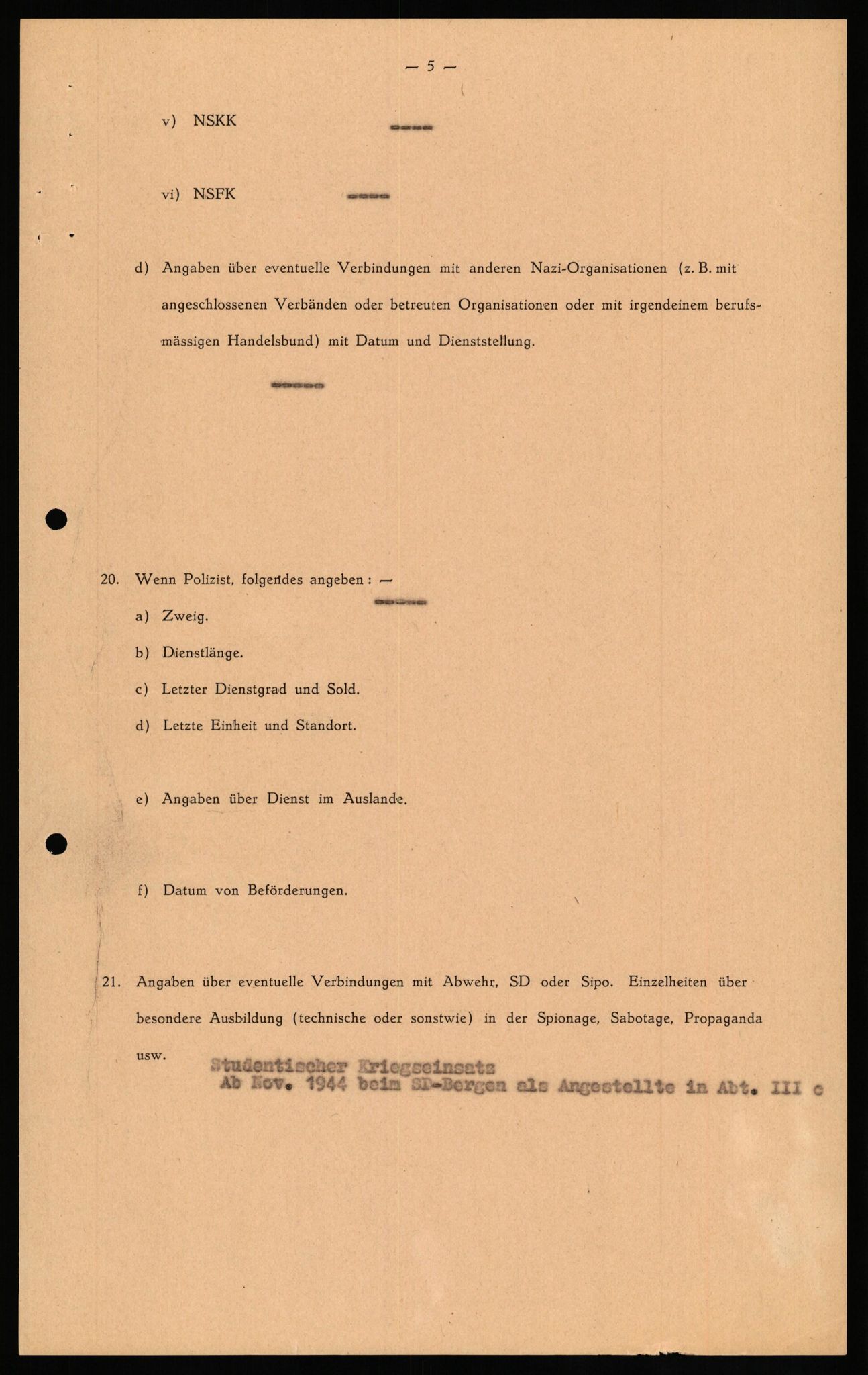 Forsvaret, Forsvarets overkommando II, AV/RA-RAFA-3915/D/Db/L0027: CI Questionaires. Tyske okkupasjonsstyrker i Norge. Tyskere., 1945-1946, p. 291