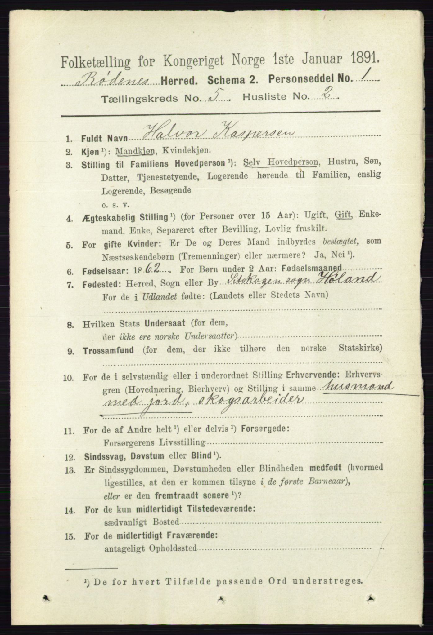 RA, 1891 census for 0120 Rødenes, 1891, p. 2098