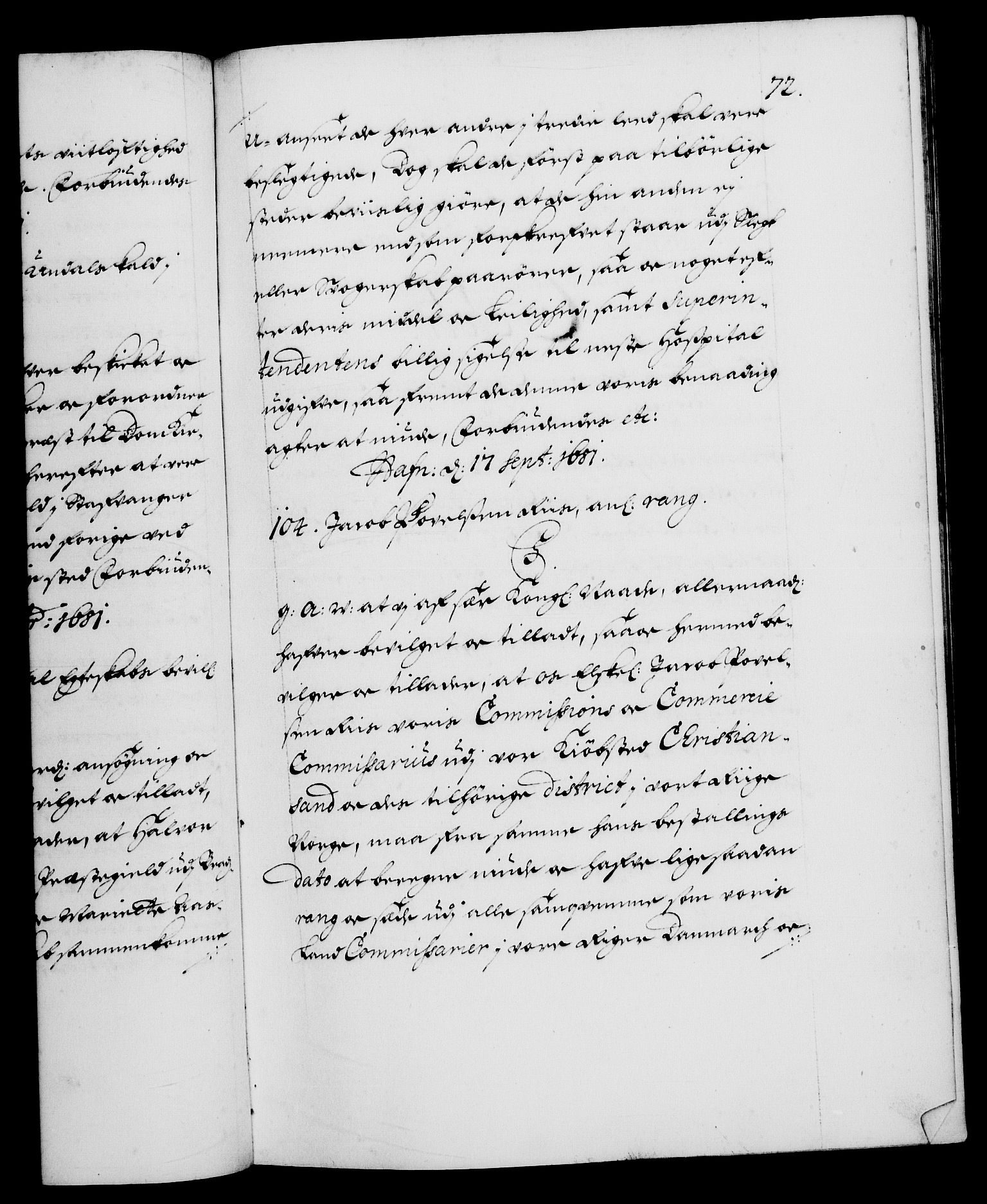 Danske Kanselli 1572-1799, RA/EA-3023/F/Fc/Fca/Fcaa/L0013: Norske registre (mikrofilm), 1681-1684, p. 72a