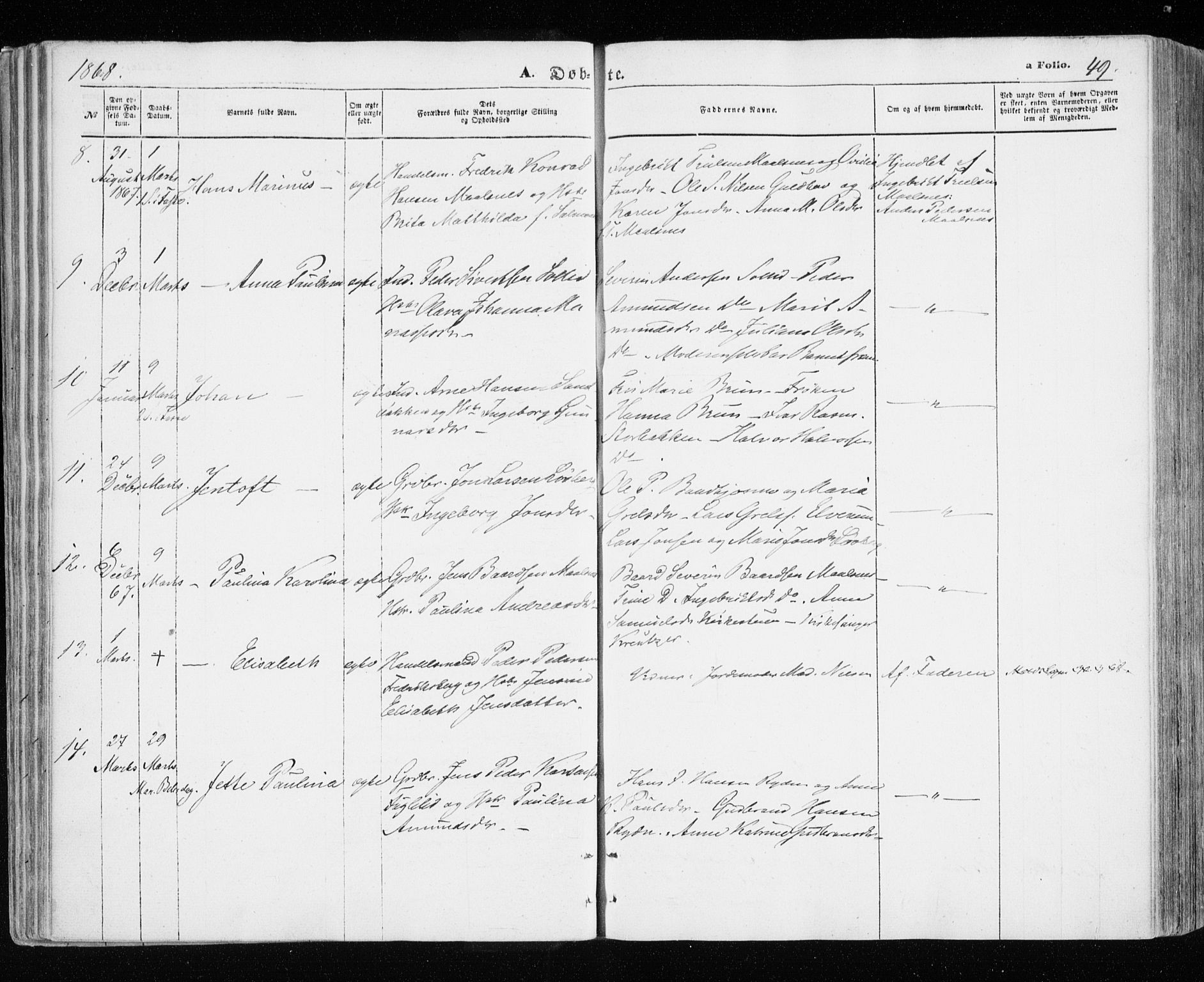 Målselv sokneprestembete, SATØ/S-1311/G/Ga/Gaa/L0004kirke: Parish register (official) no. 4, 1863-1872, p. 49