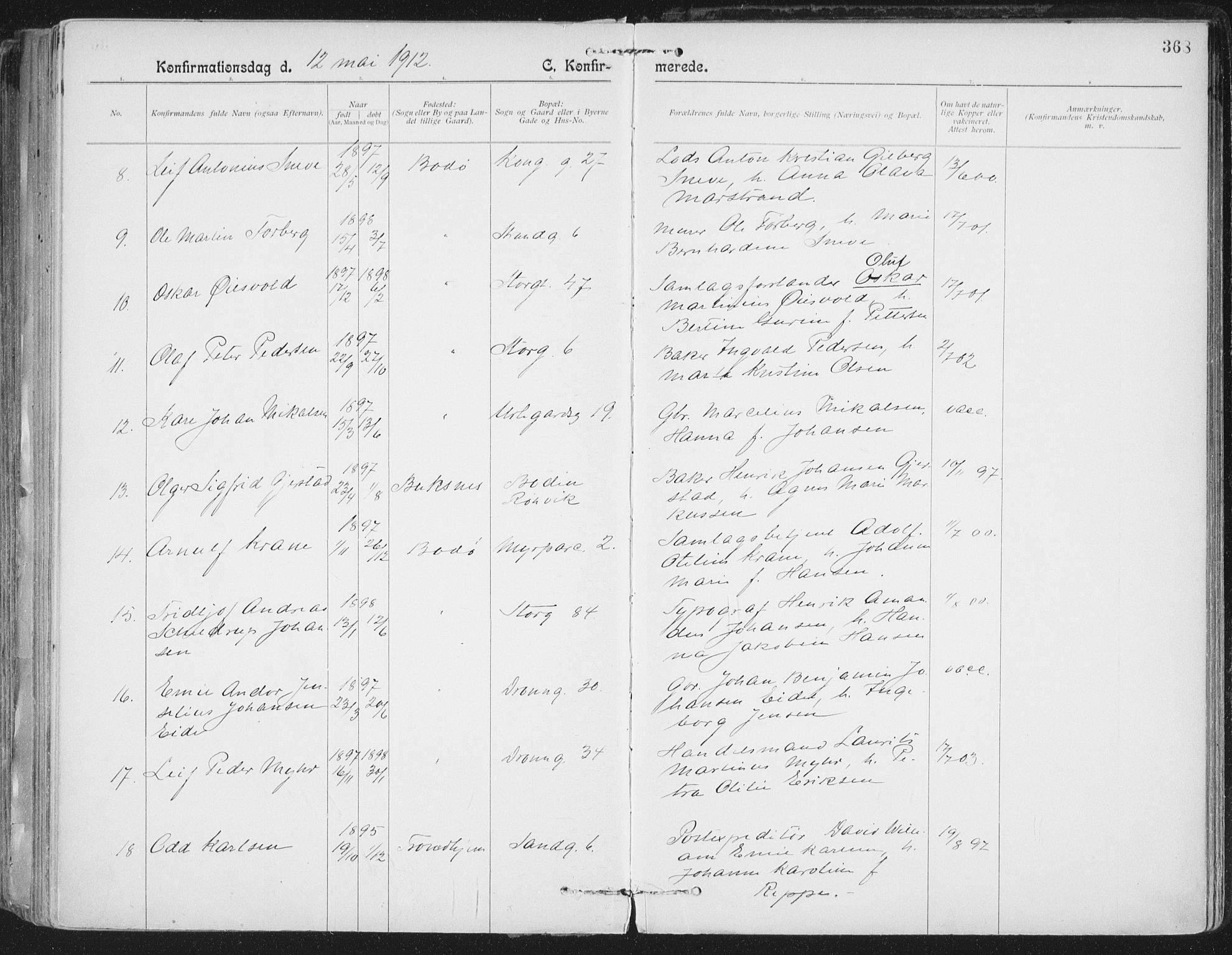 Ministerialprotokoller, klokkerbøker og fødselsregistre - Nordland, AV/SAT-A-1459/801/L0011: Parish register (official) no. 801A11, 1900-1916, p. 368